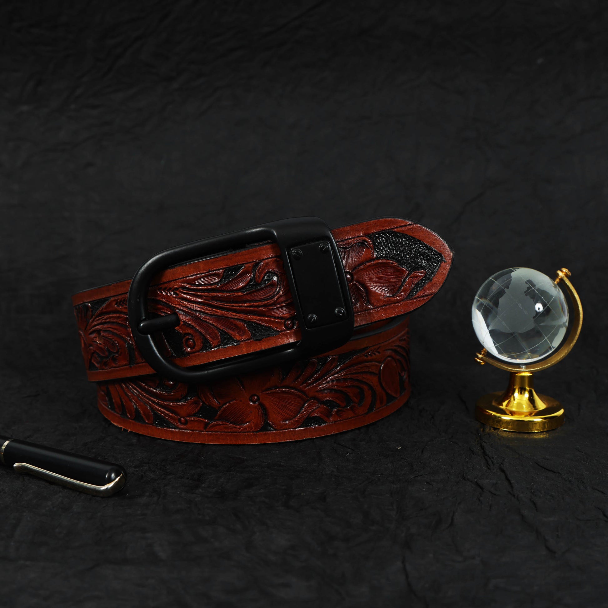Premium Brown Leather Belt with Black Buckle  Stylish & Durable. LB-850
