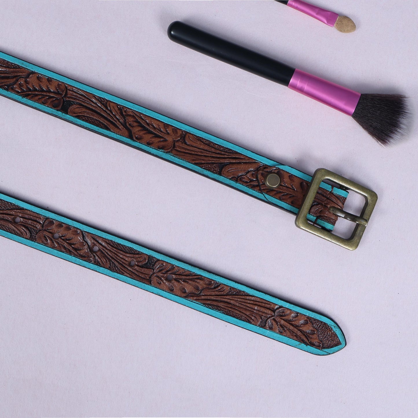 Hand-Carved Leather Belt  Stylish and Unique Handmade Design for Men and Women. LB-839