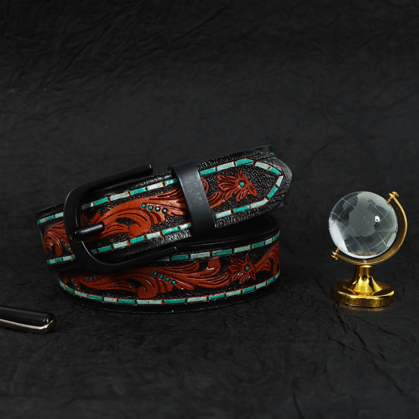 Brown Leather Hand-Carved Stylish Belt for Party Wear  Premium Quality & Unique Design. LB-843