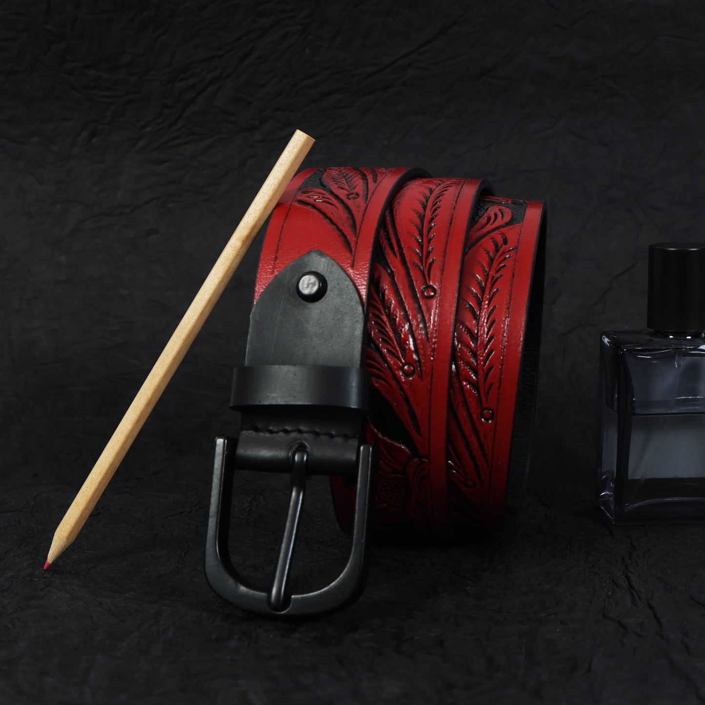 Handcrafted Brown Leather Stylish Belt  Premium Quality, Custom Hand Carved Design. LB-844