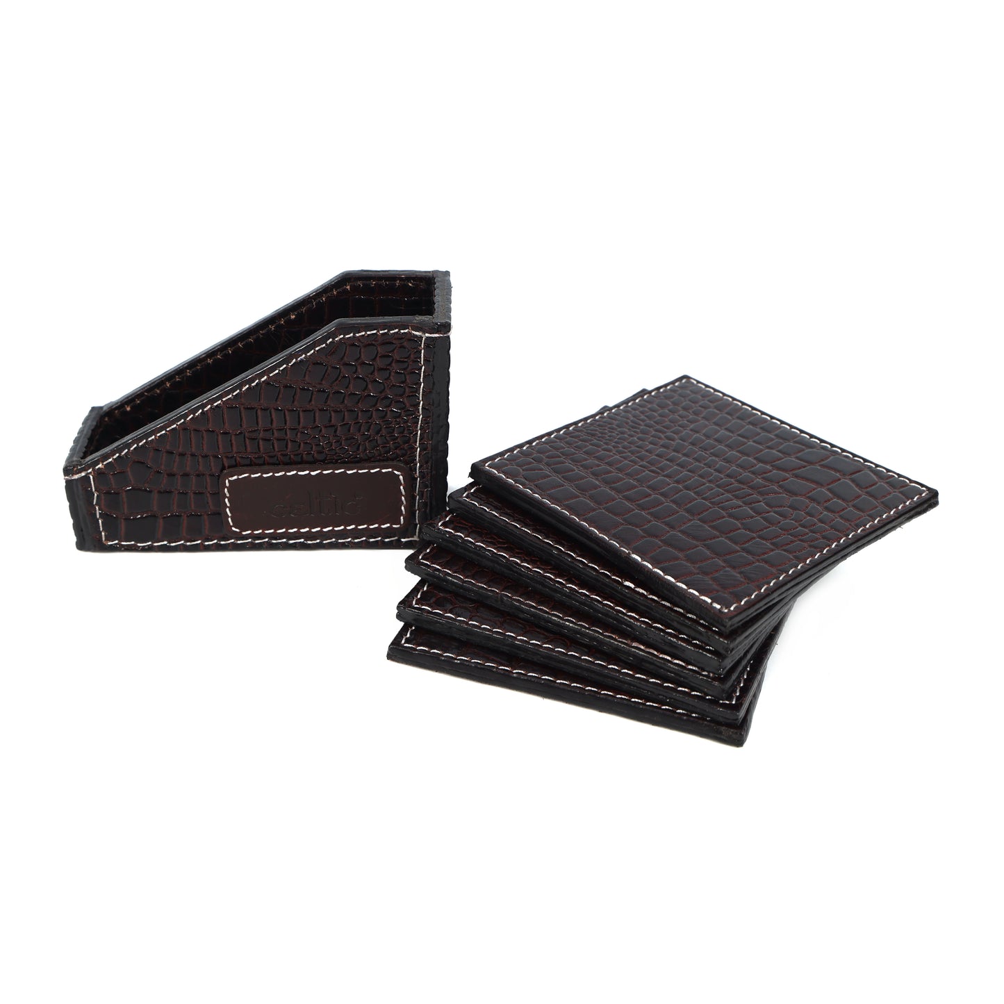 Premium Leather Square Coasters for Office Use Stylish & Functional Desk Accessory, Art:-LC-02