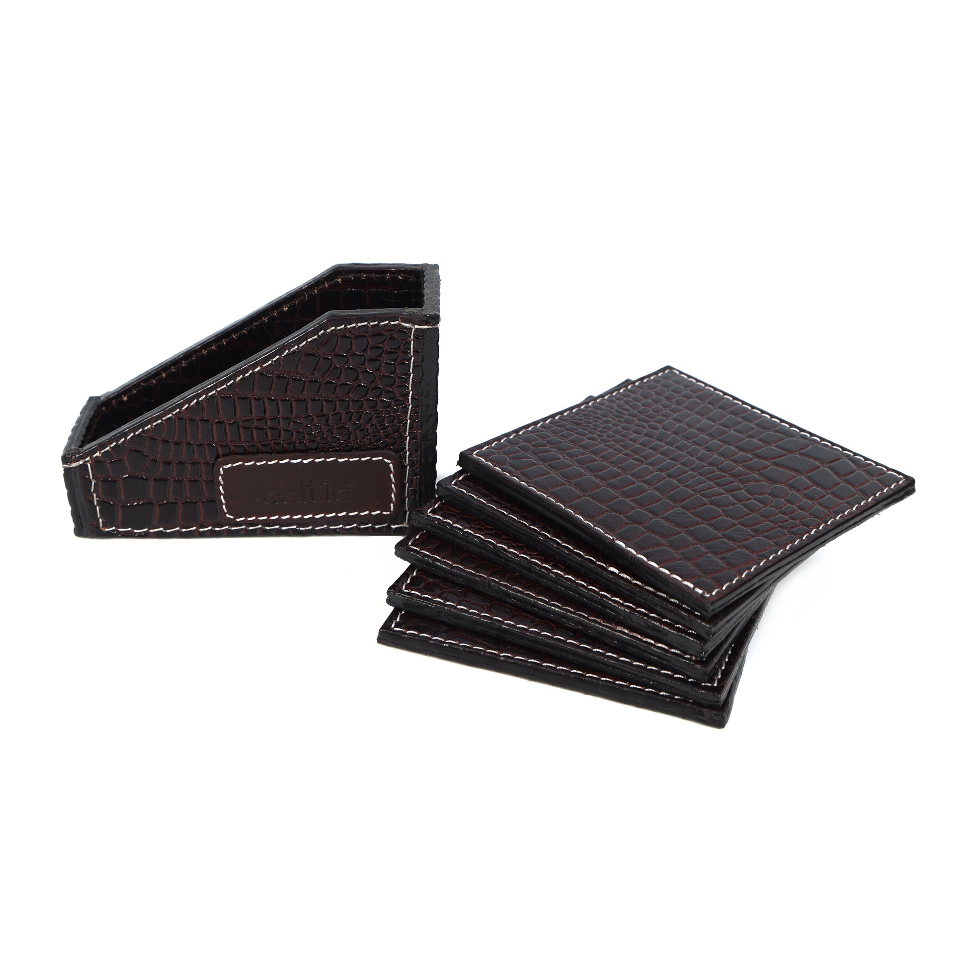 Premium Leather Square Coasters for Office Use  Stylish & Functional Desk Accessory, Art:-LC-02