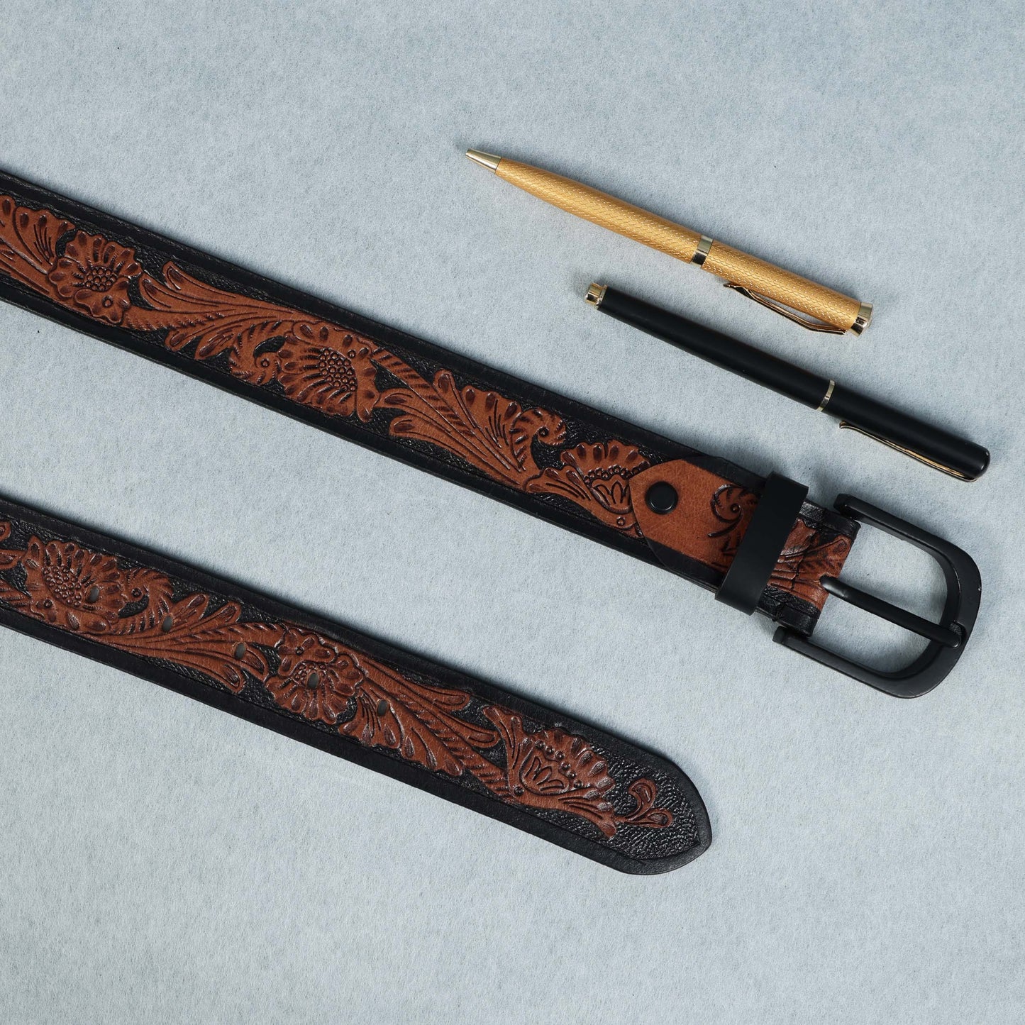 Premium Black & Brown Leather Belt with Sleek Black Buckle  Reversible & Stylish. LB-854