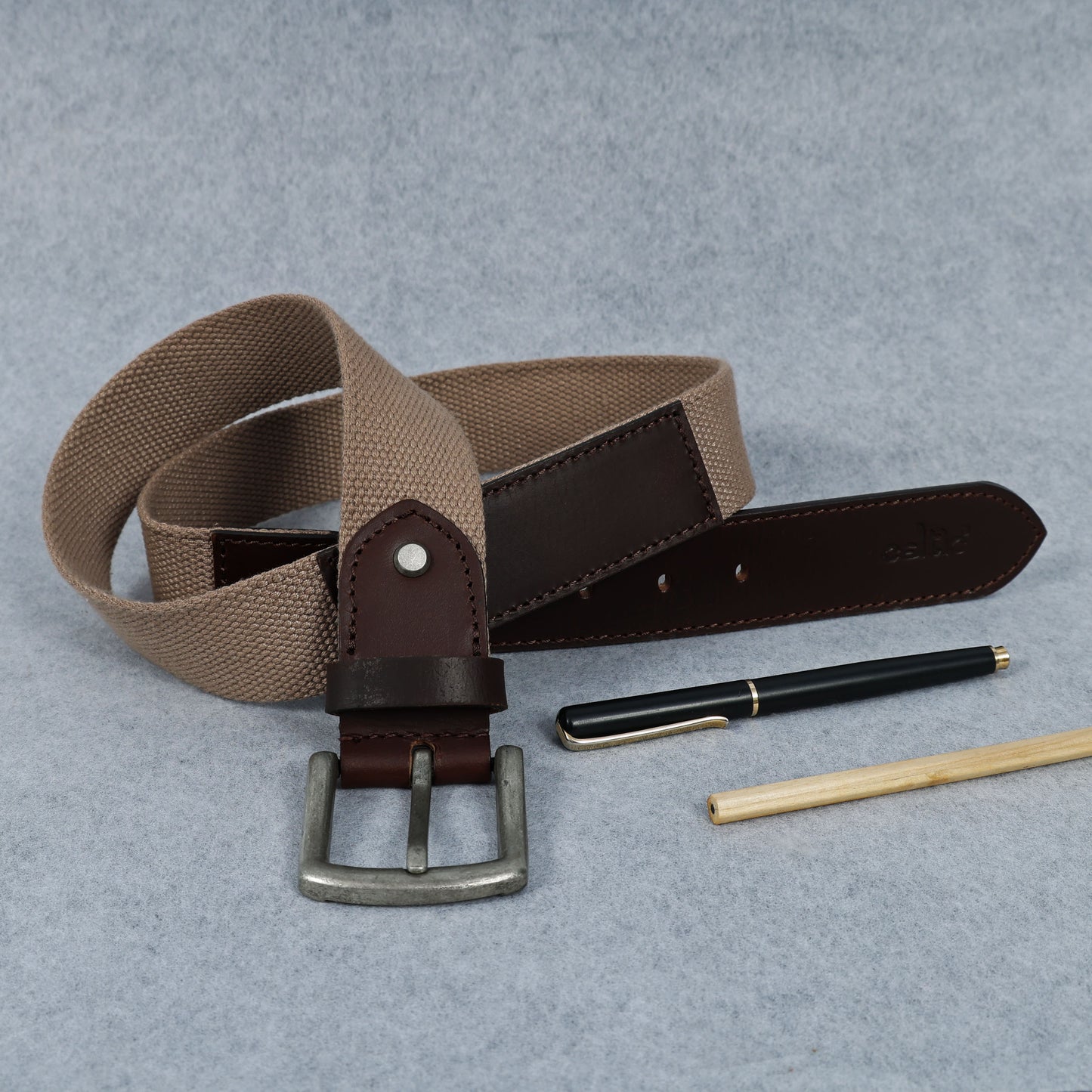 Premium  Leather Belt with Webbing  35mm Wide. LB-831