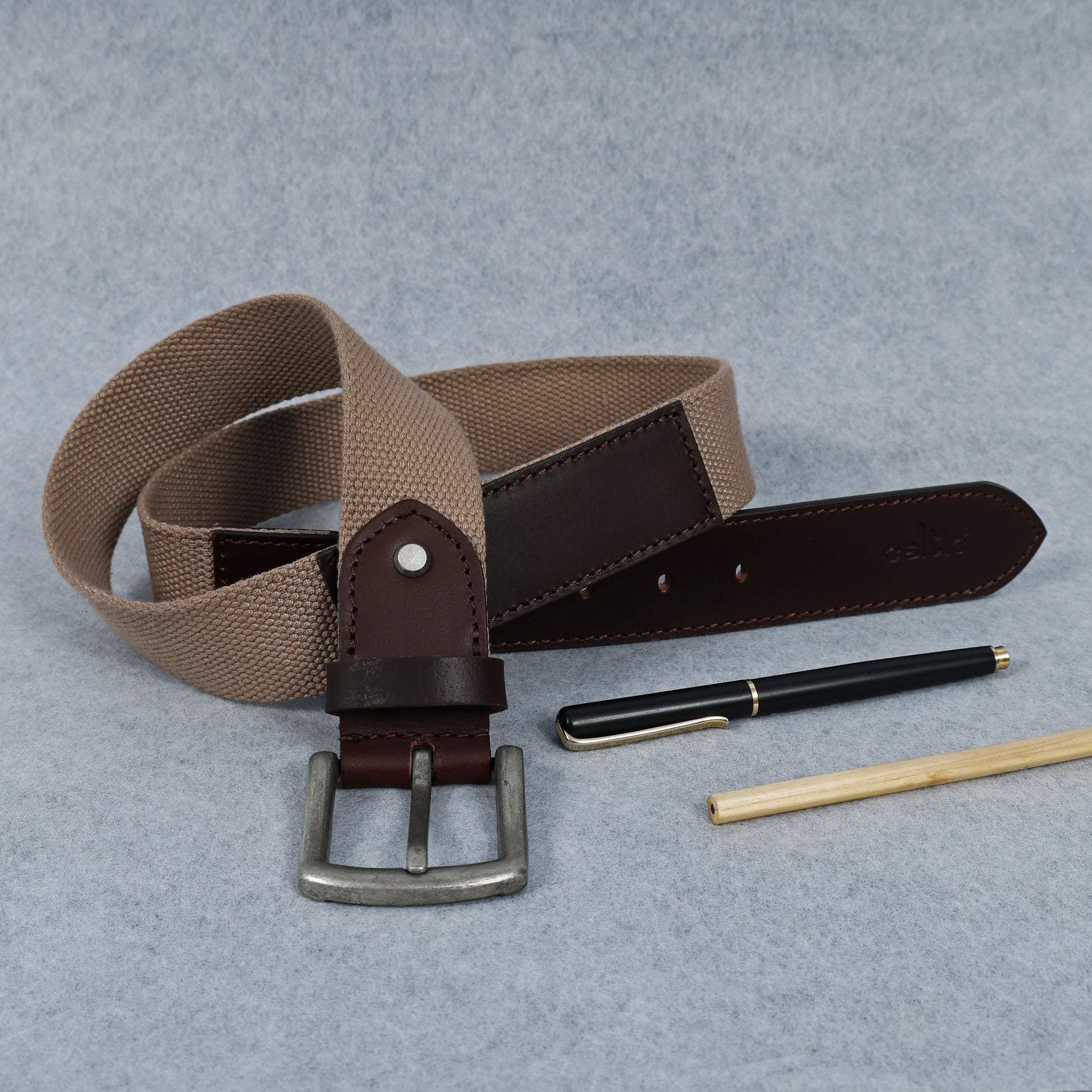 Premium  Leather Belt with Webbing  35mm Wide. LB-831
