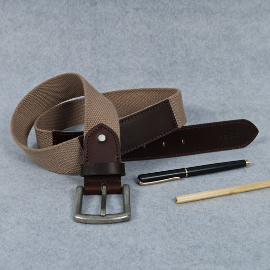 Premium  Leather Belt with Webbing  35mm Wide. LB-831