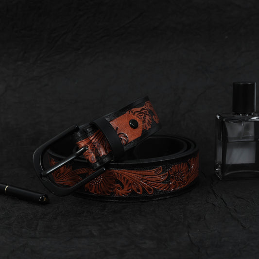 Premium Black & Brown Leather Belt with Sleek Black Buckle  Reversible & Stylish. LB-854