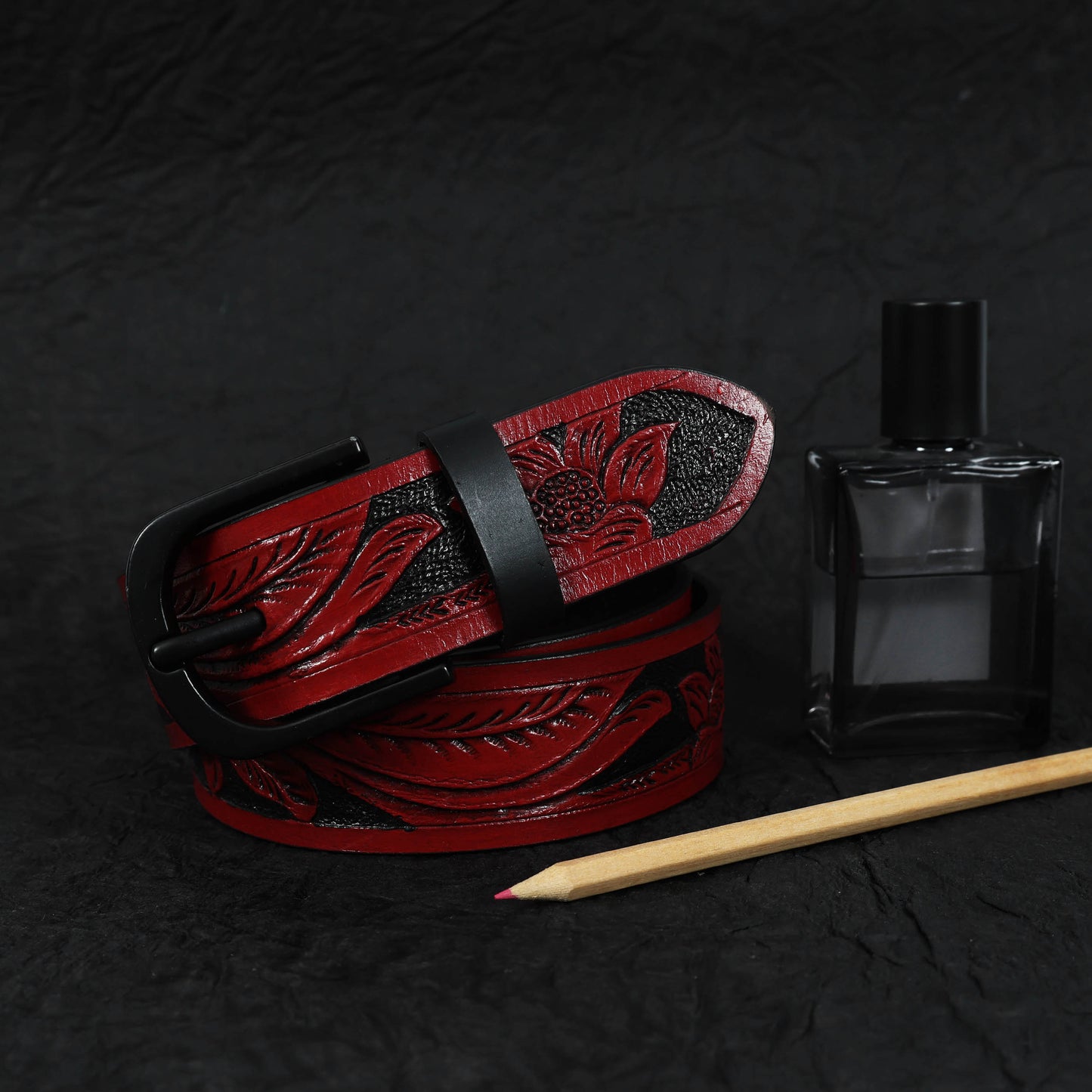 Handcrafted Brown Leather Stylish Belt  Premium Quality, Custom Hand Carved Design. LB-844