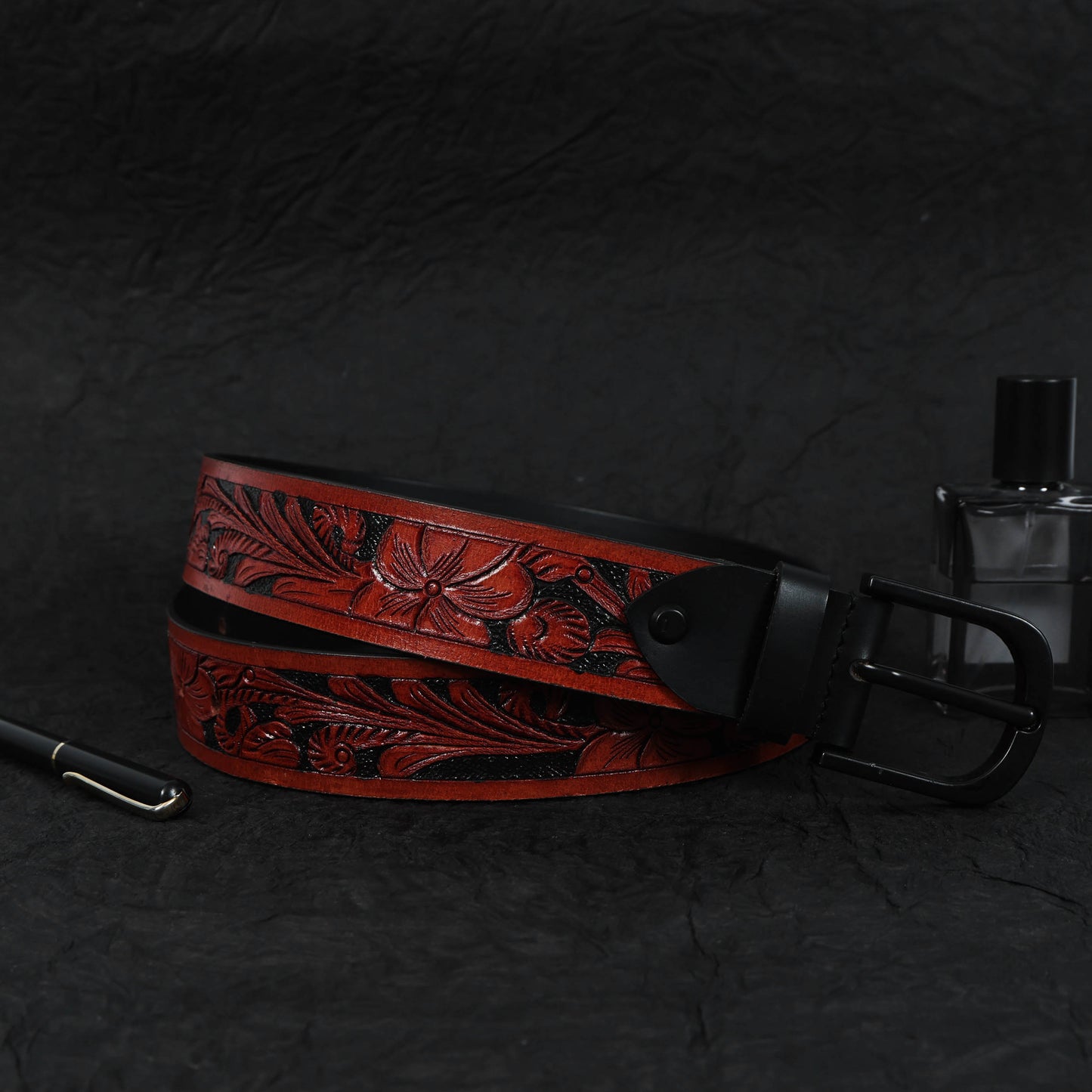 Premium Brown Leather Belt with Black Accents  Stylish & Durable. LB-849