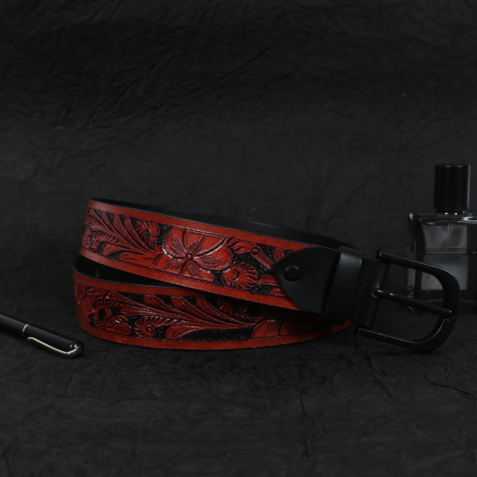Premium Brown Leather Belt with Black Accents  Stylish & Durable. LB-849