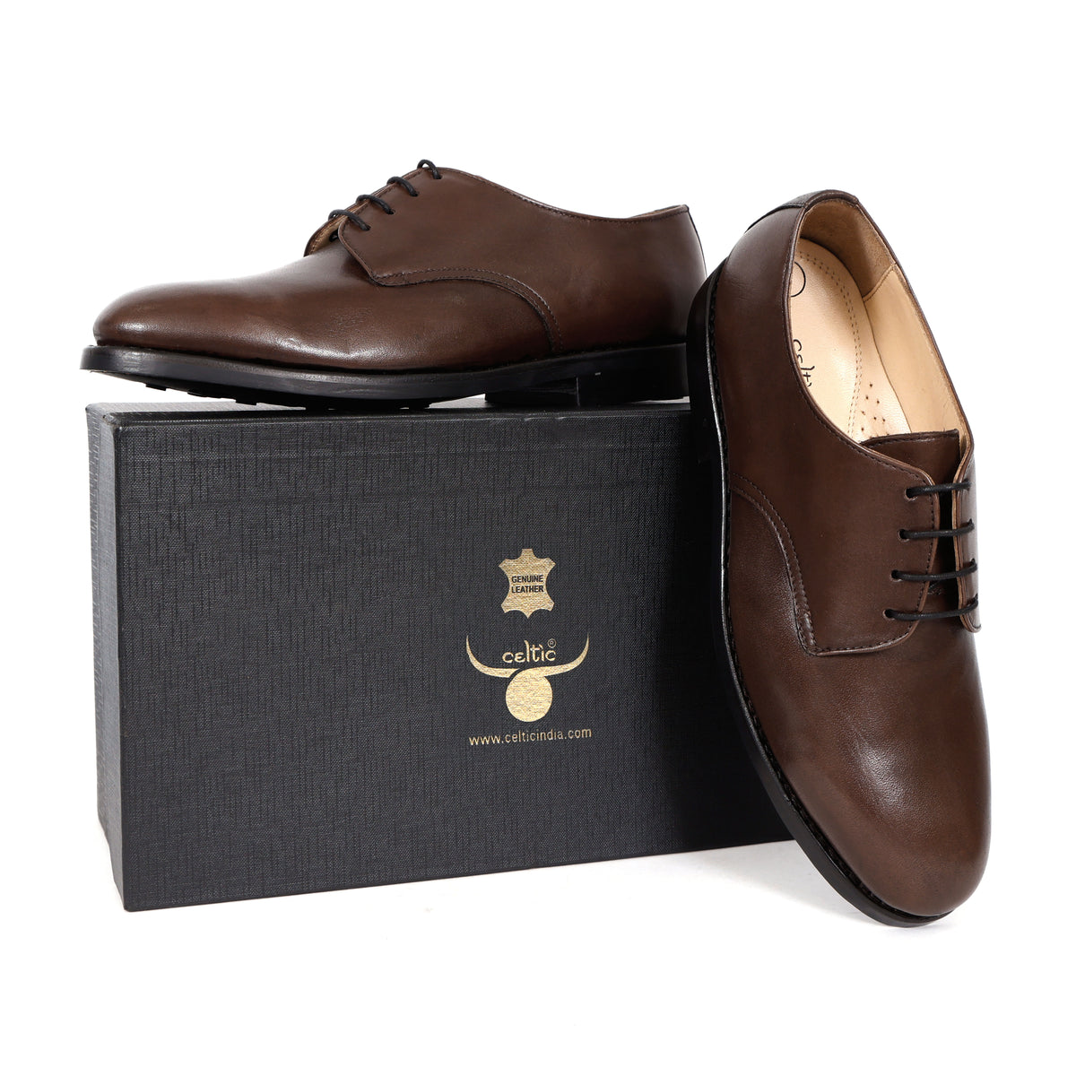 Premium Genuine Leather Classic Lace-Up Formal Shoes | Brown | Elegant Oxford Design | Durable Sole | Office & Occasion Wear