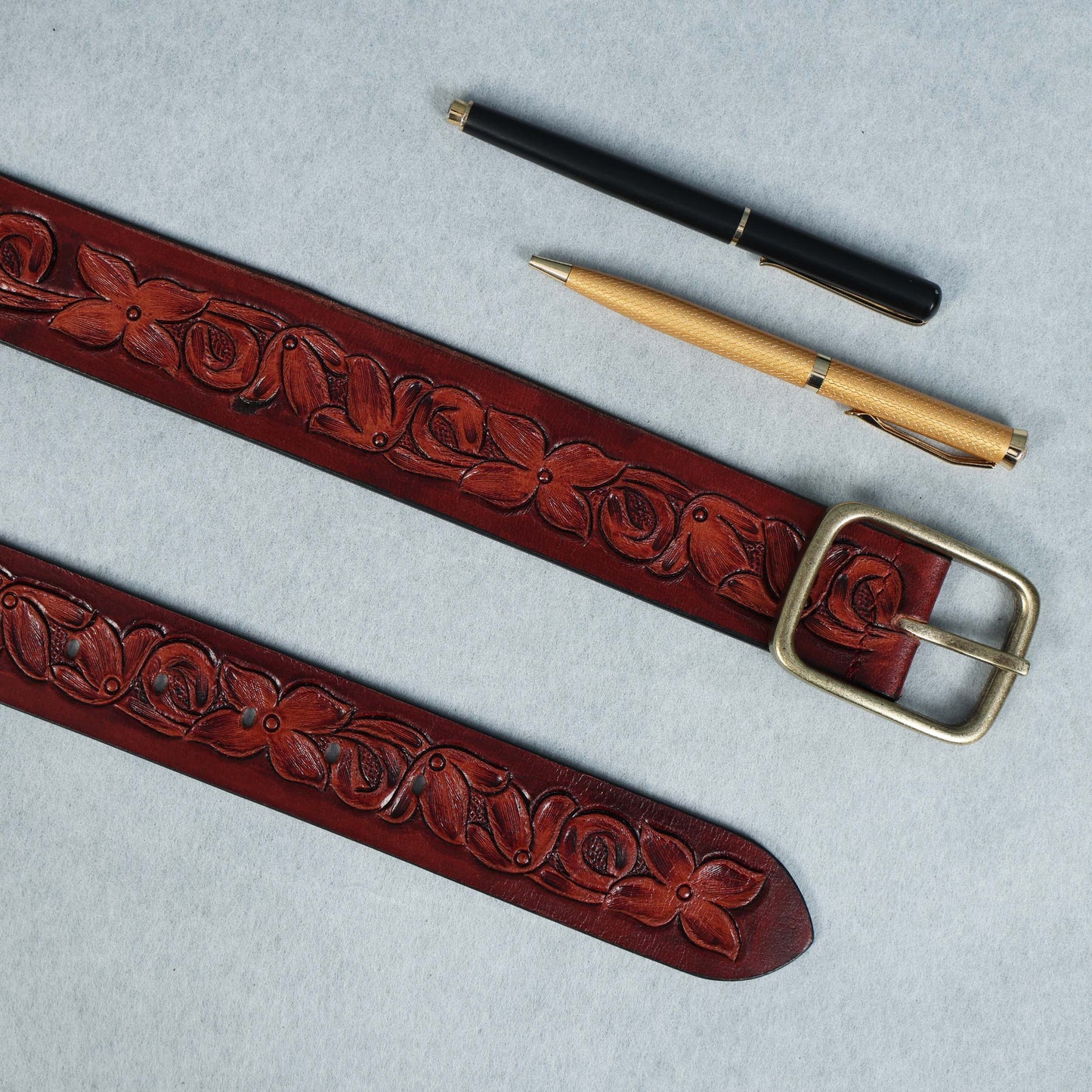 Premium Red & Tan Leather Belt  Stylish & Versatile Accessory. LB-853