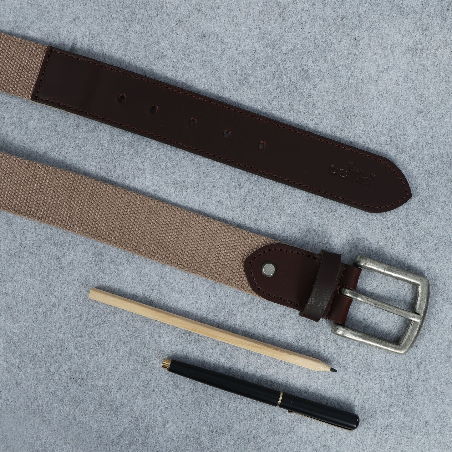 Premium  Leather Belt with Webbing  35mm Wide. LB-831