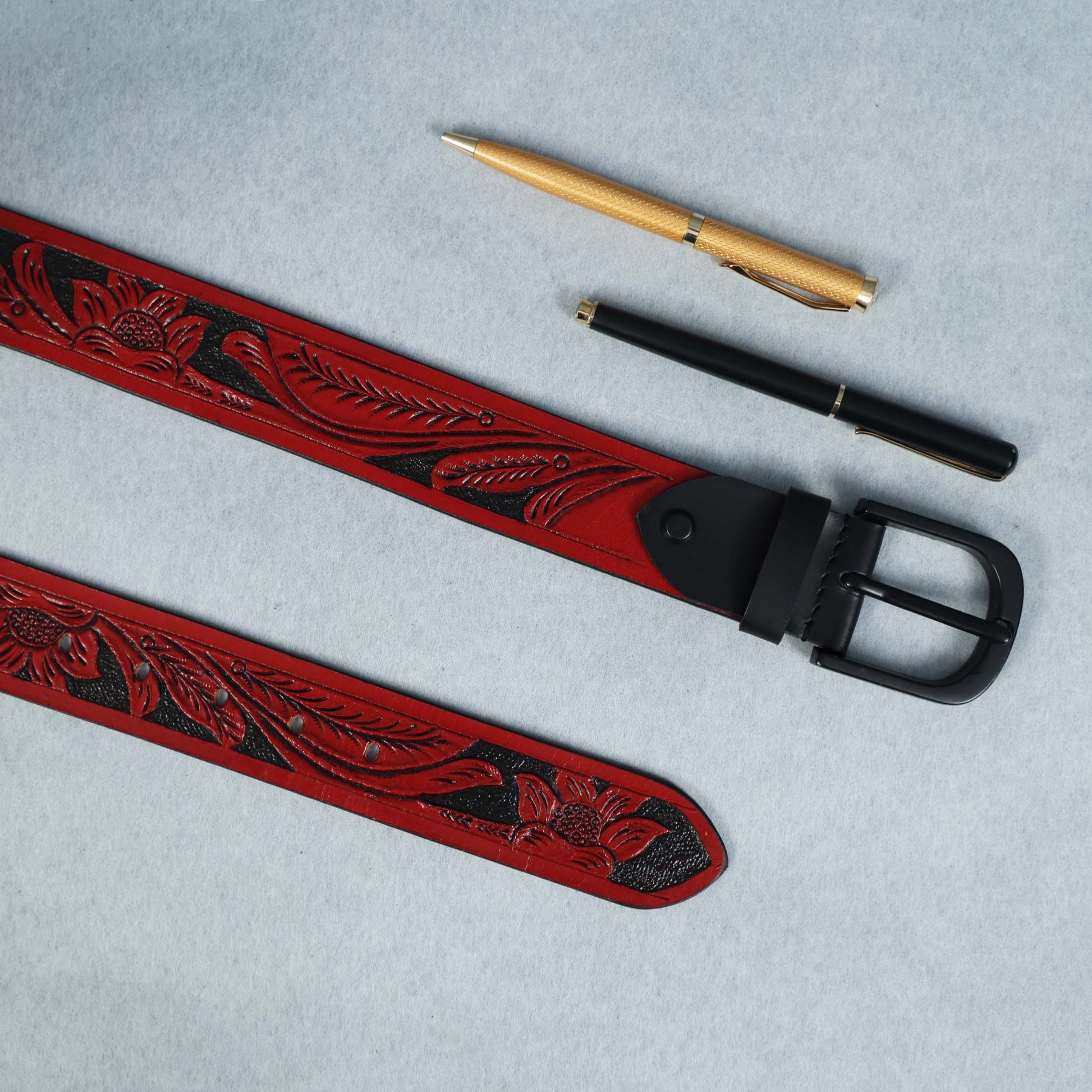 Handcrafted Brown Leather Stylish Belt  Premium Quality, Custom Hand Carved Design. LB-844