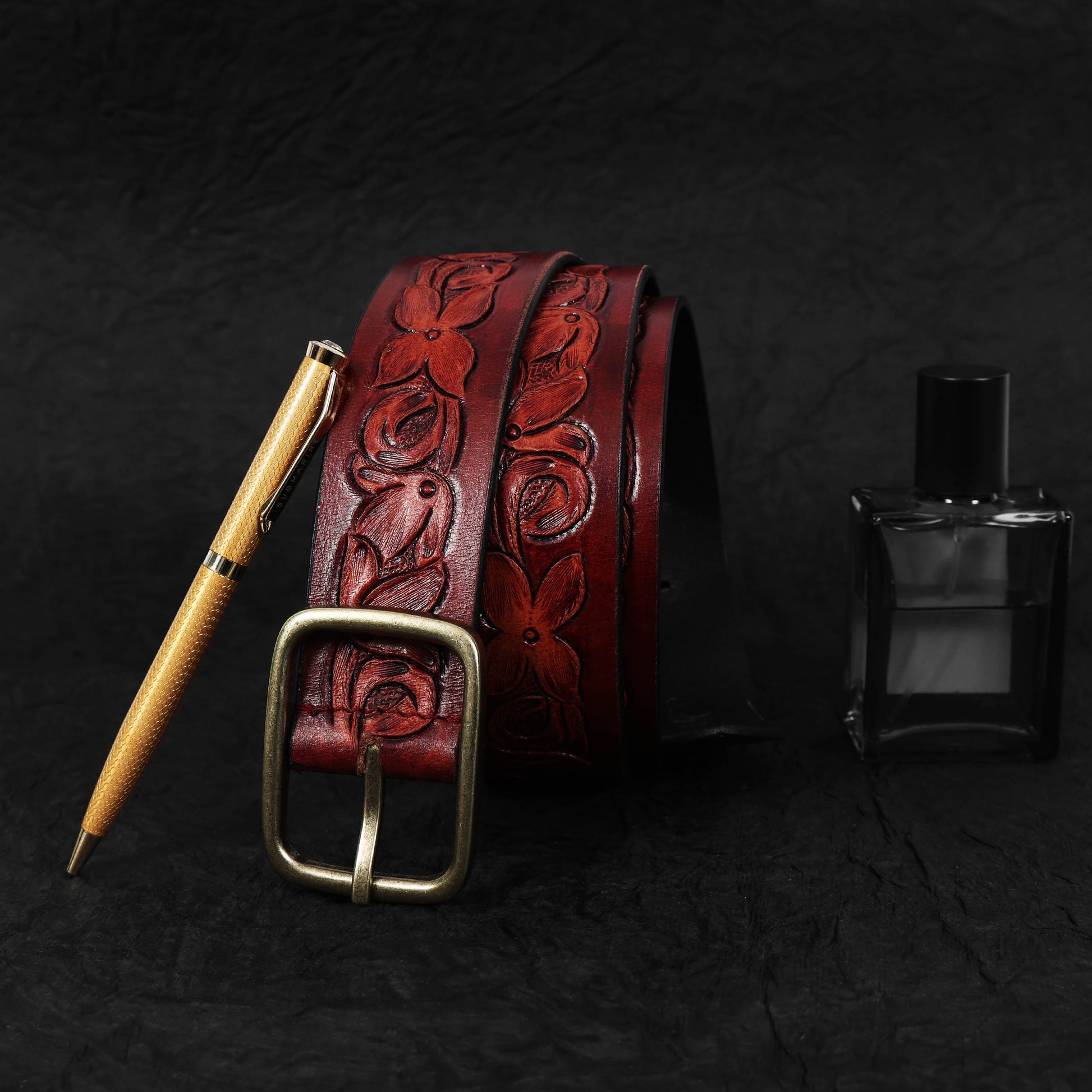 Premium Red & Tan Leather Belt  Stylish & Versatile Accessory. LB-853