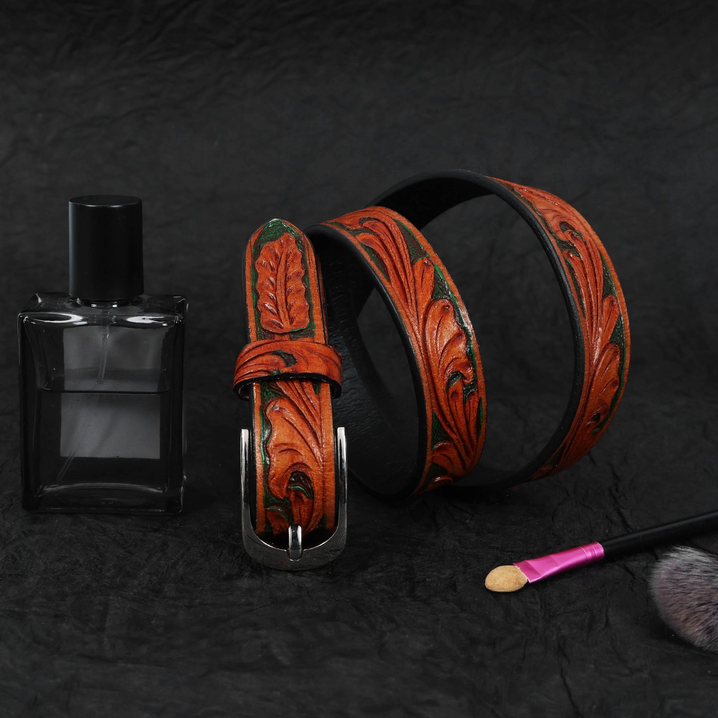 Premium Brown & Black Leather Belt with Silver Buckle  Elegant Formal Wear Accessory. LB-857