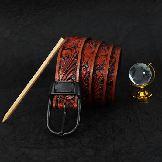 Premium Brown Leather Belt with Black Buckle  Stylish & Durable. LB-850