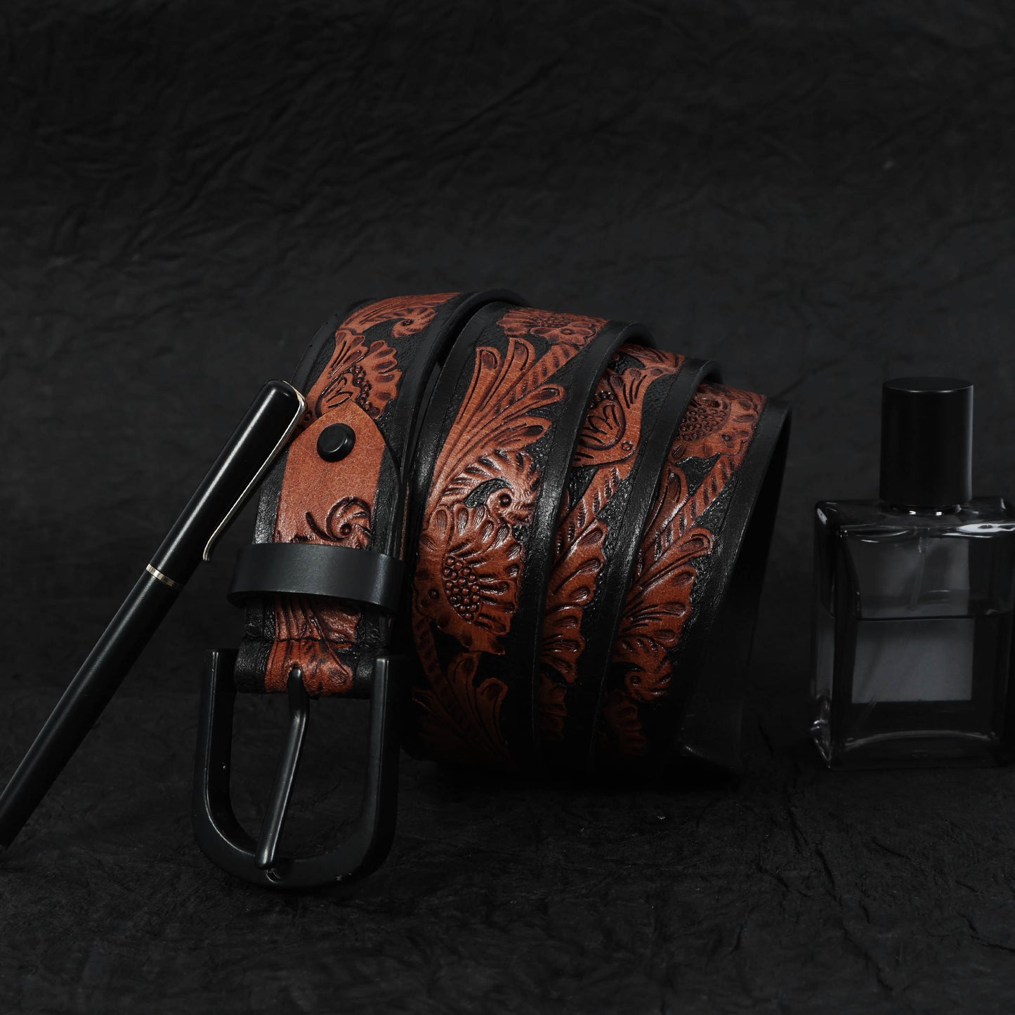 Premium Black & Brown Leather Belt with Sleek Black Buckle  Reversible & Stylish. LB-854