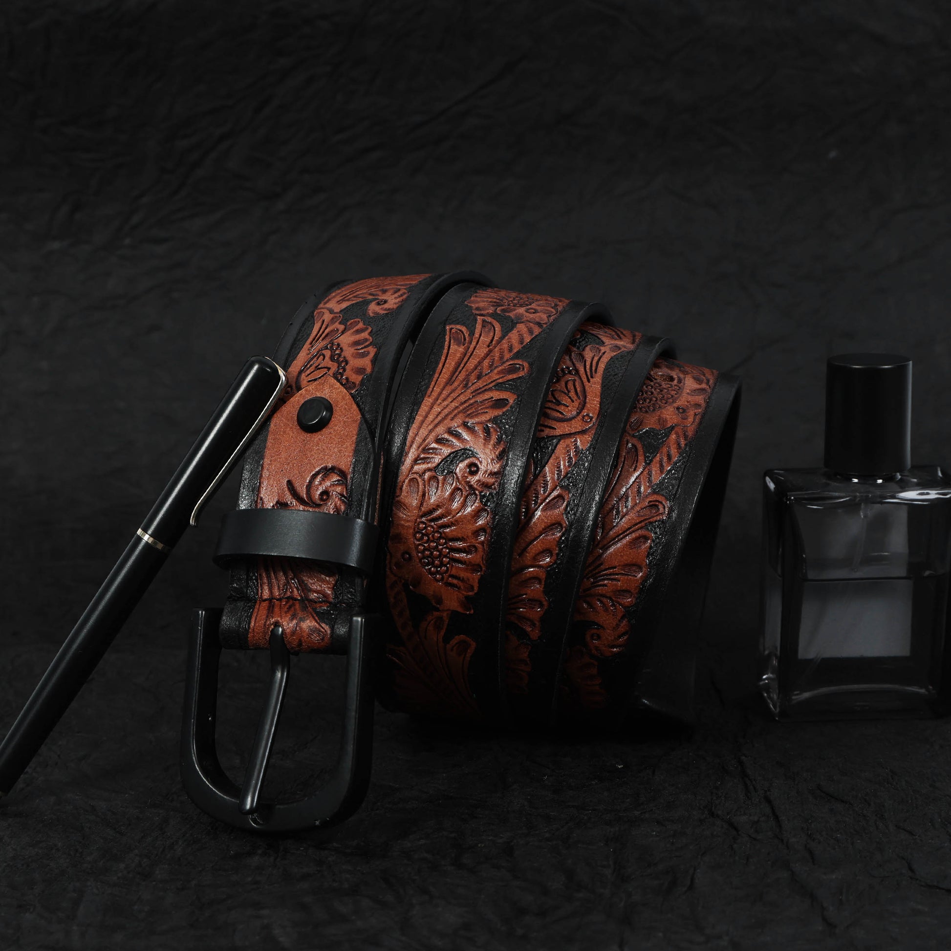 Premium Black & Brown Leather Belt with Sleek Black Buckle  Reversible & Stylish. LB-854