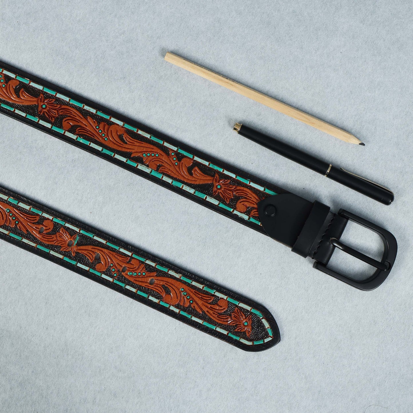 Brown Leather Hand-Carved Stylish Belt for Party Wear  Premium Quality & Unique Design. LB-843