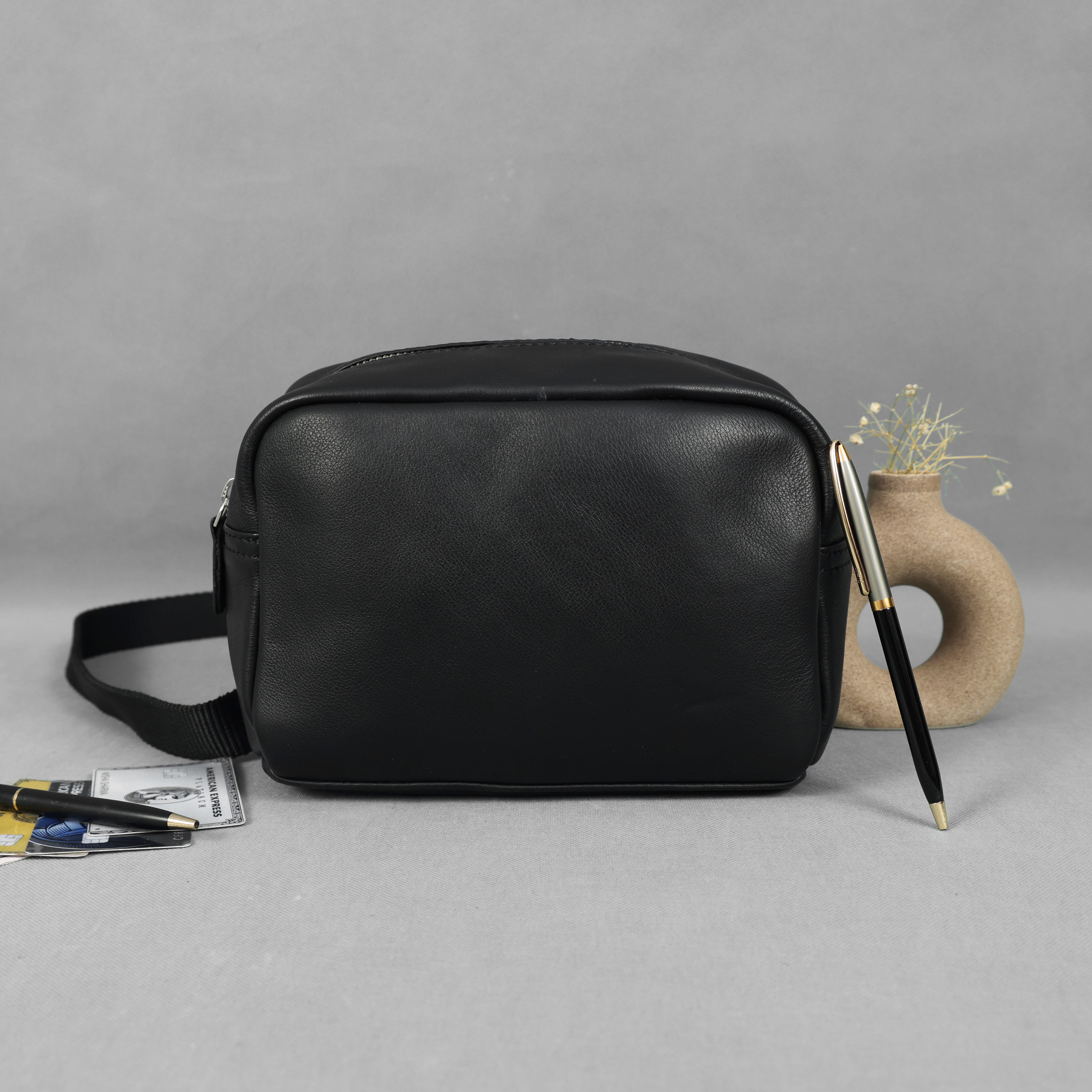 Premium Genuine Leather Waist & Crossbody Bag with Adjustable Strap & Zip Closure