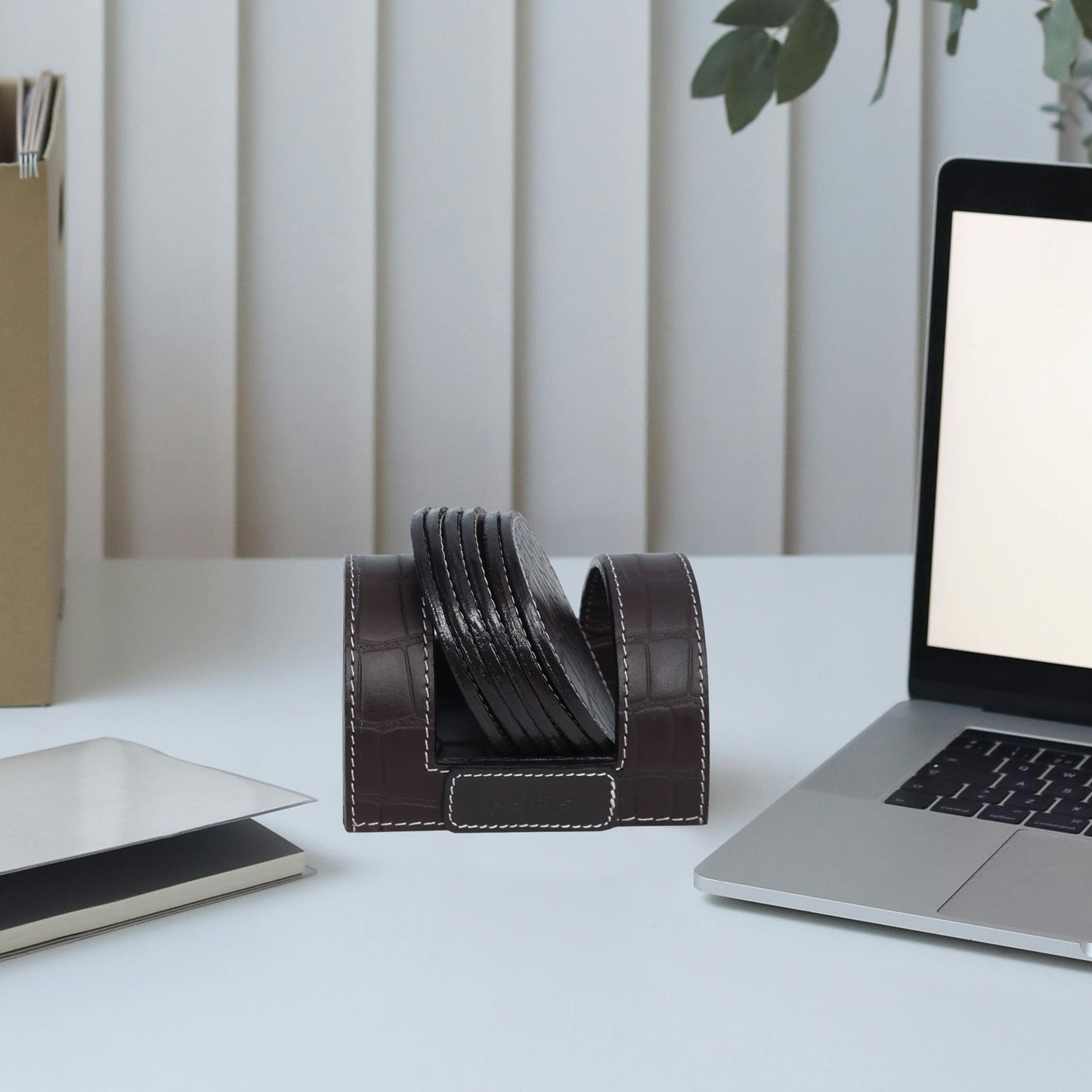 Elegant Leather Coasters for Office Use Stylish & Durable Desk Accessory Art: LC-03