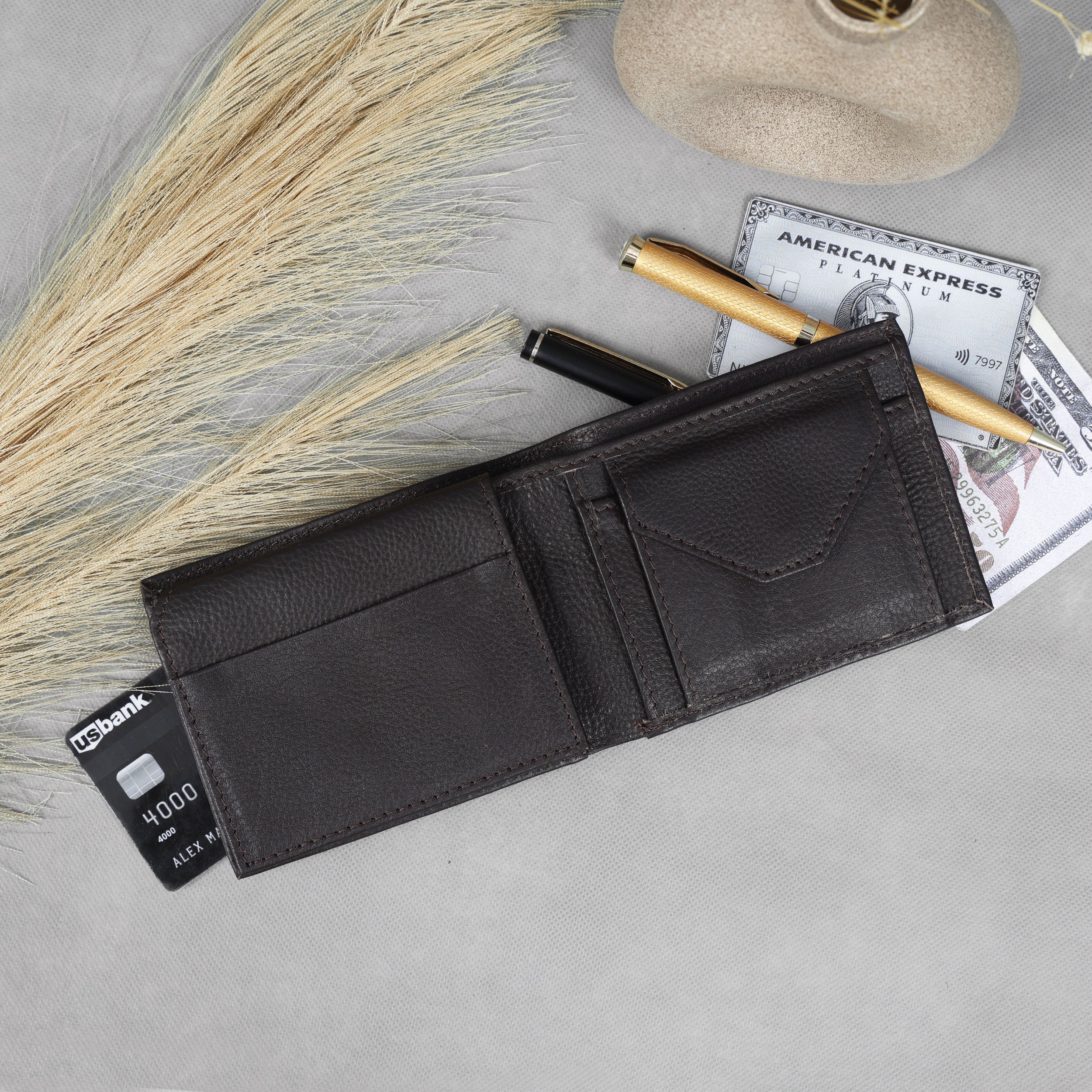 Premium Genuine Leather Bi-Fold Wallet | Sleek Coin Pocket & Card Organizer | Export Quality