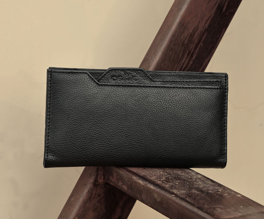Timeless Elegance: Black Leather Clutch for Effortless Style. - CELTICINDIA
