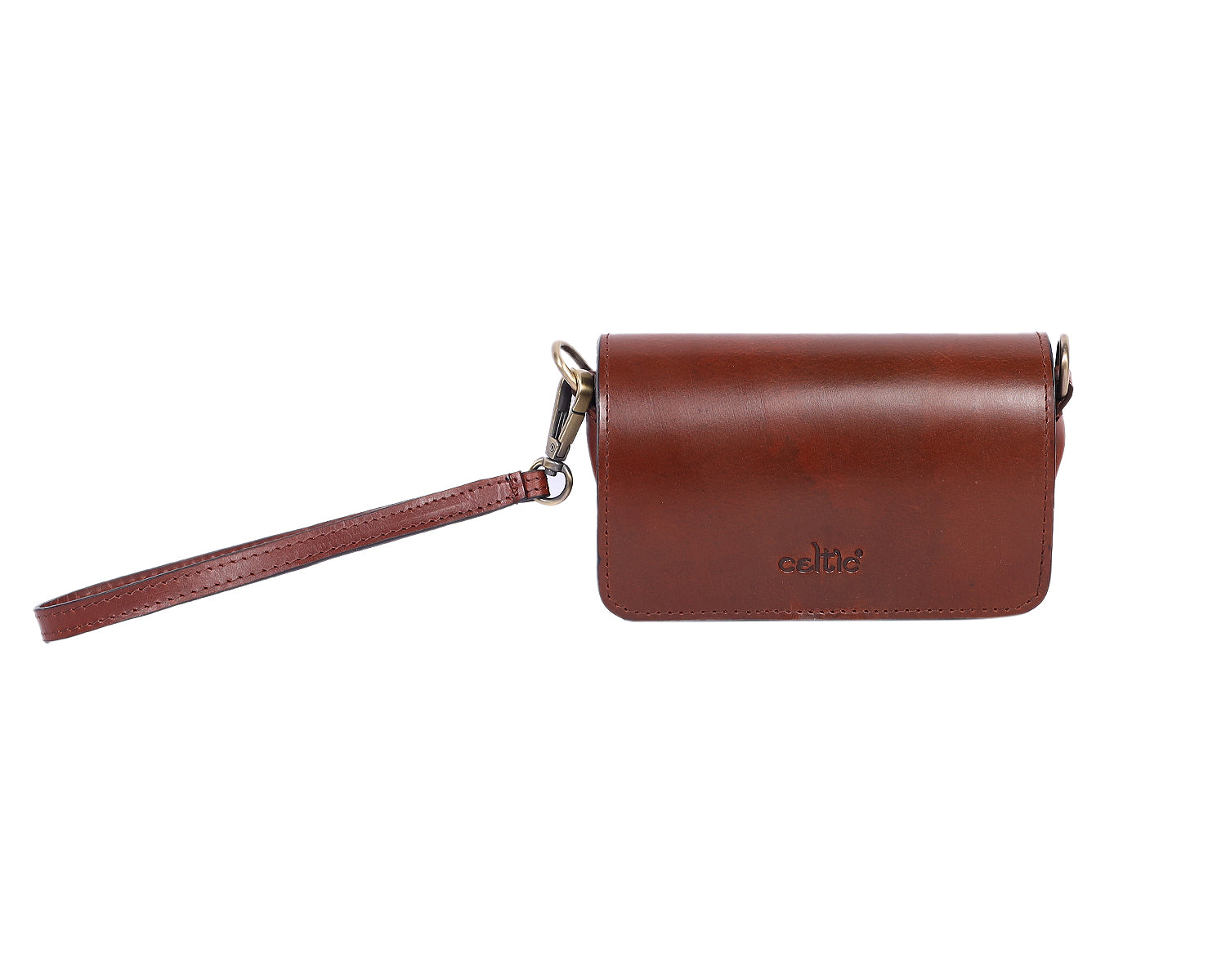 Compact Genuine Leather Triple-Compartment Sling Clutch