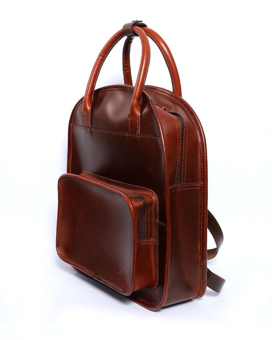 Celtic brown color pure leather unisex backpack bag for casual use | Handmade with glorious design - CELTICINDIA