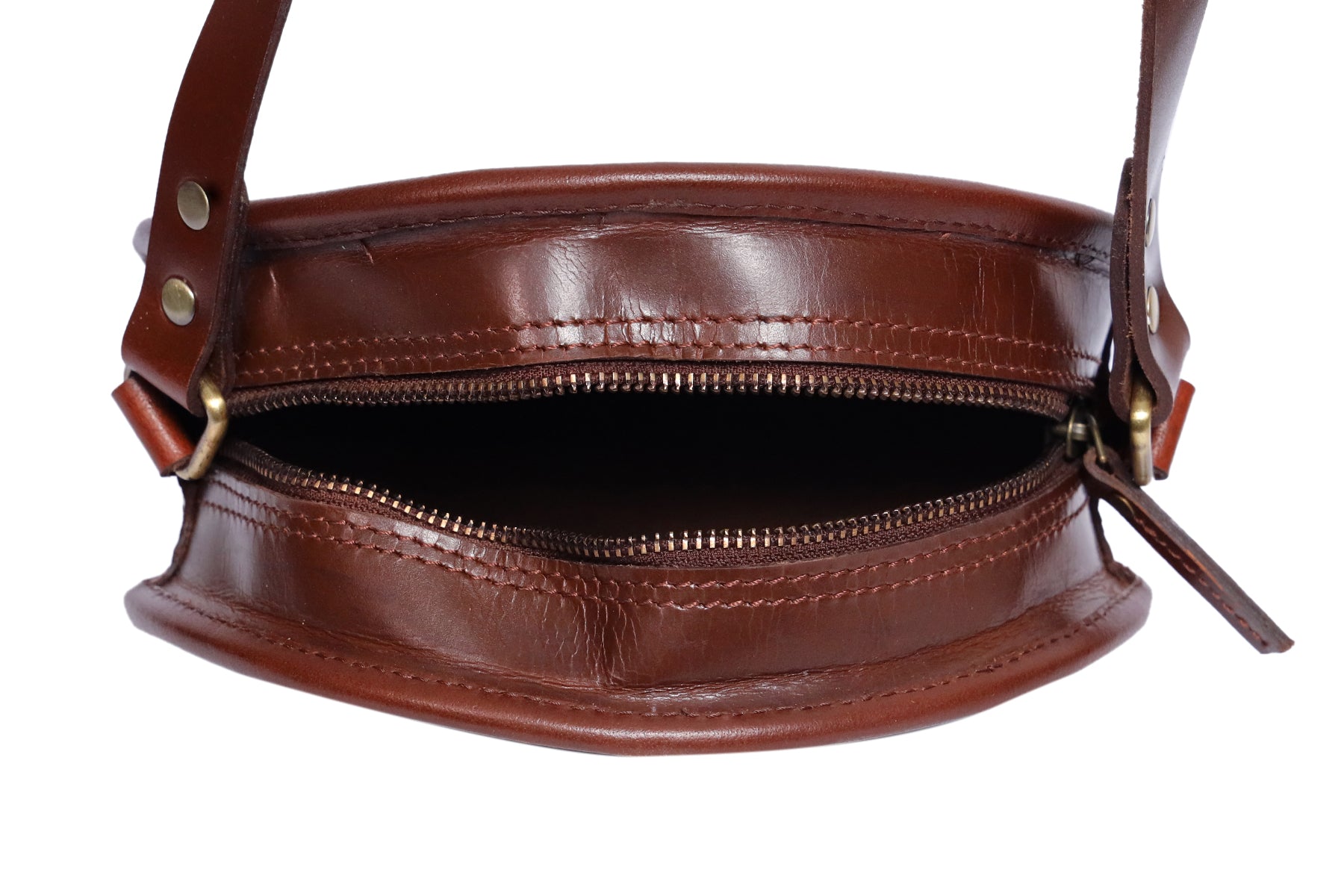 Round Crossbody Sling Bag with Zip Closure