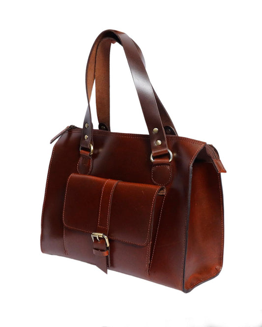 Celtic brown color pure leather tote bag for office use - CELTICINDIA