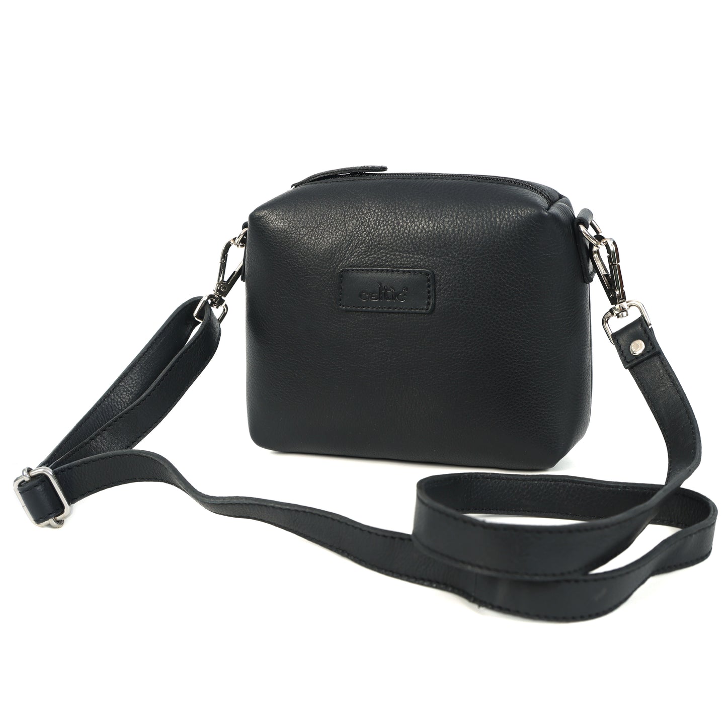 Black Leather Sling Bag with Detachable Strap Stylish & Versatile Crossbody.BG-1625