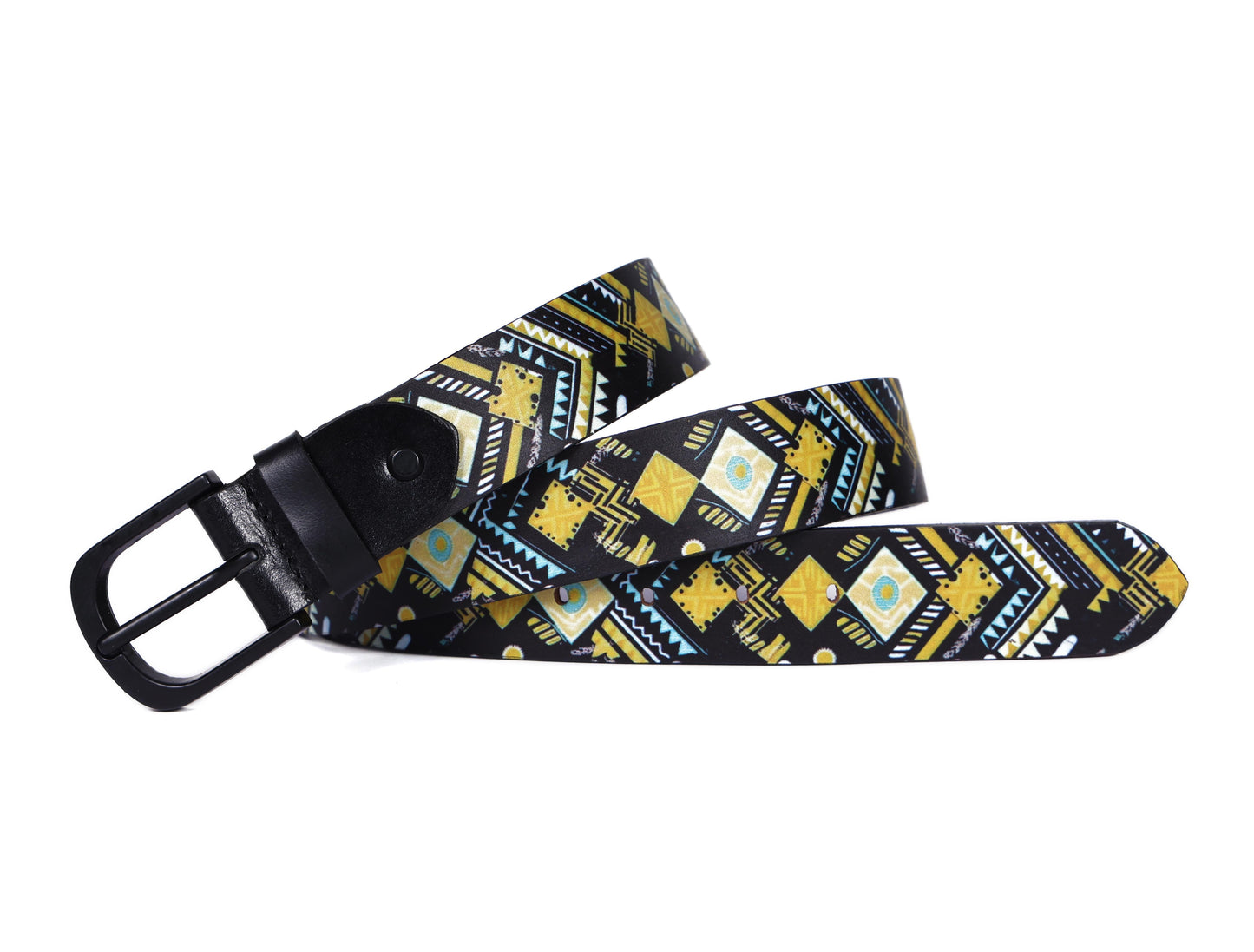 Vibrant Chic: Stand Out with Leather Yellow Printing Belts Art: LB-819