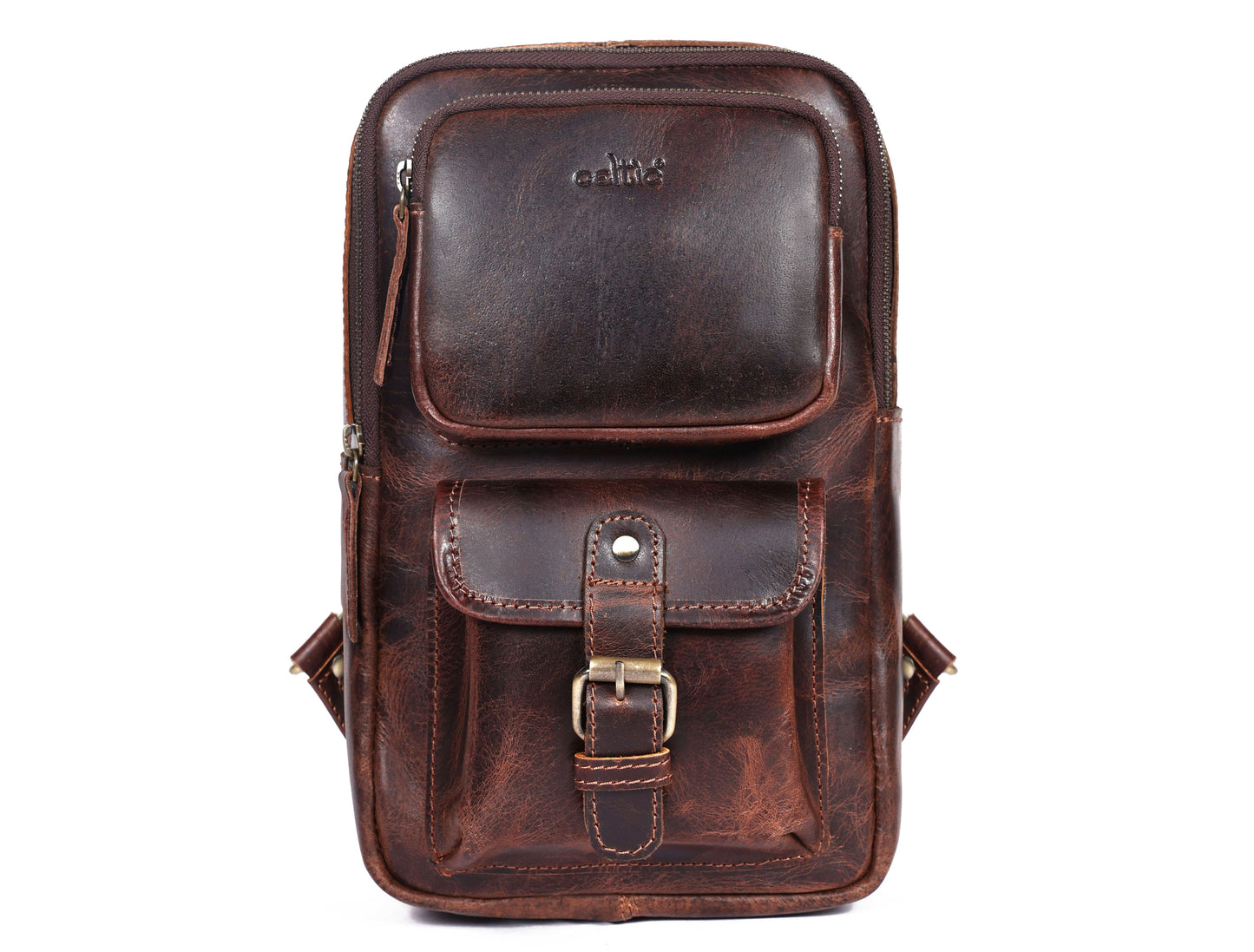 Brown Small Crossbody Leather Bag Art: BG-1617