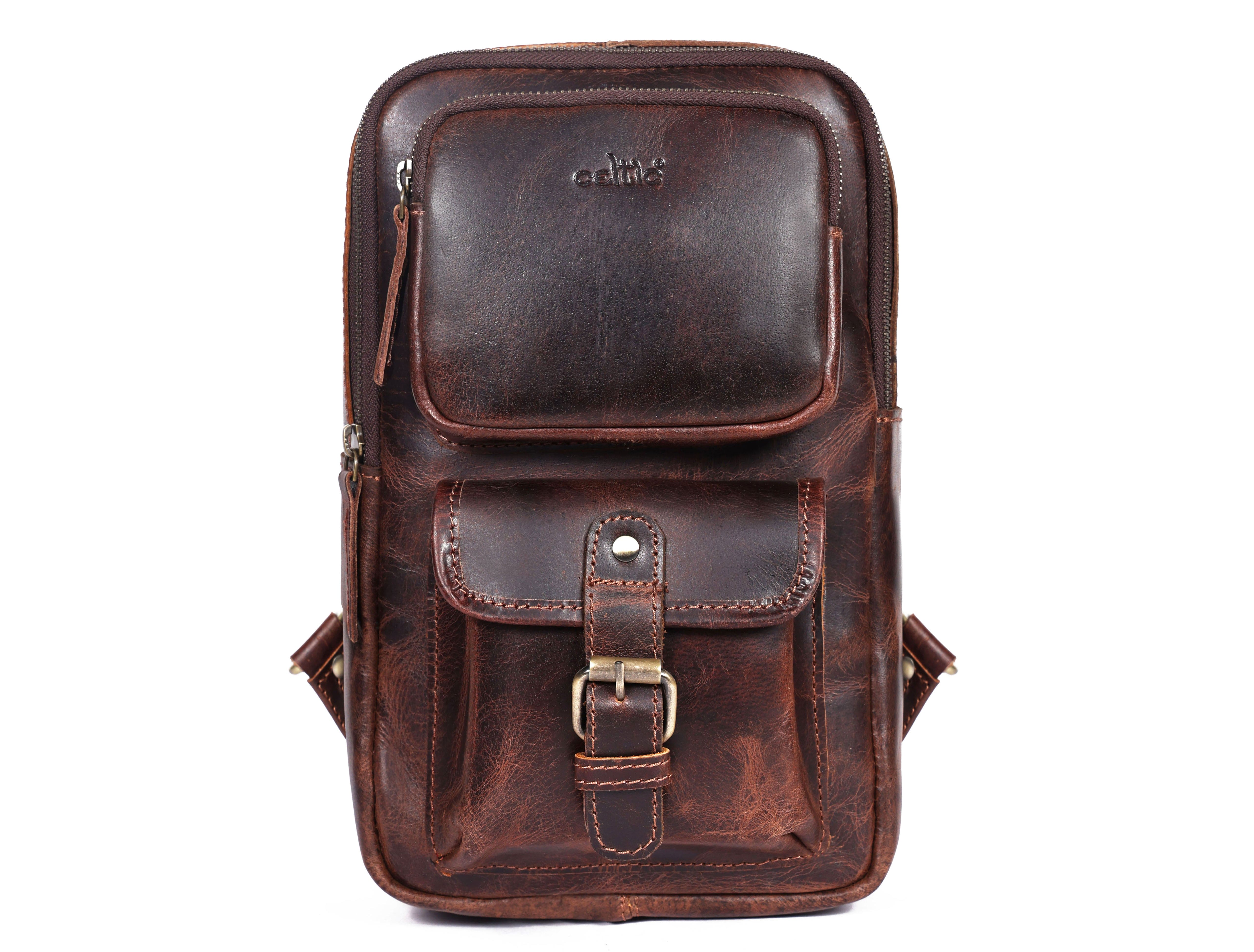 Brown Small Crossbody Leather Bag Art: BG-1617