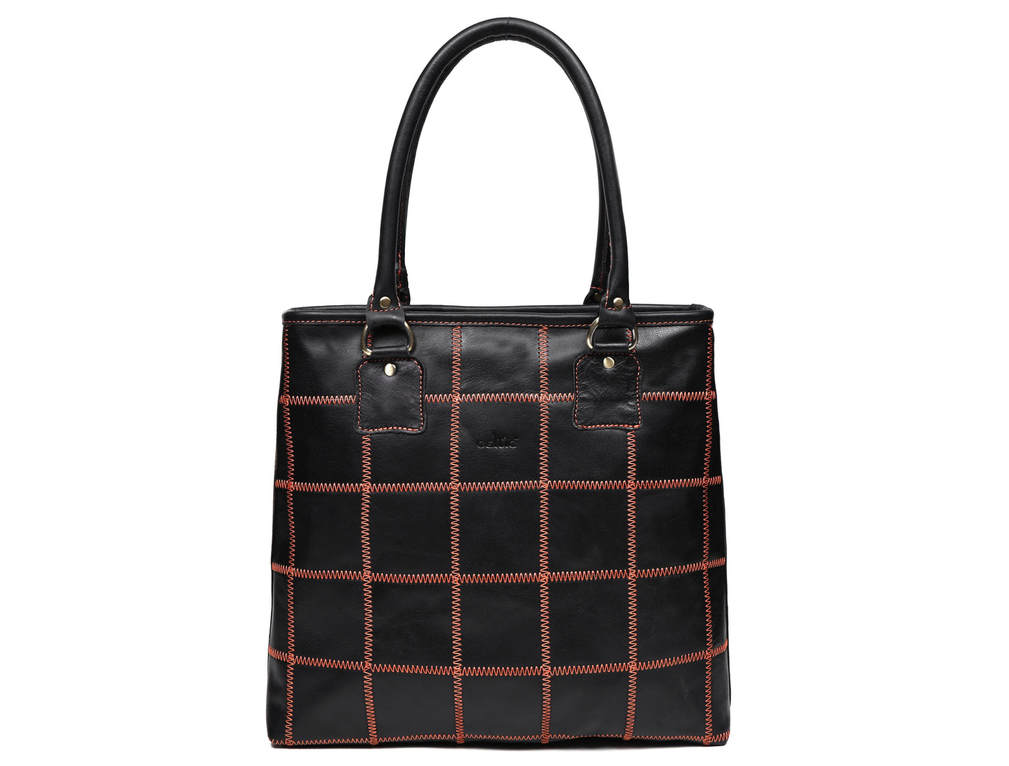 Bold Fusion: Black Tote Bag with Orange Stitching - Elevate Your Style with Vibrant Contrast Art: BG-1143-Z