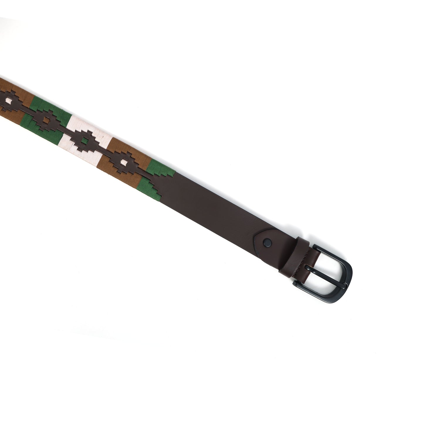 Premium Brown Leather Belt with Black Buckle & Multicolor Stitching.LB-878