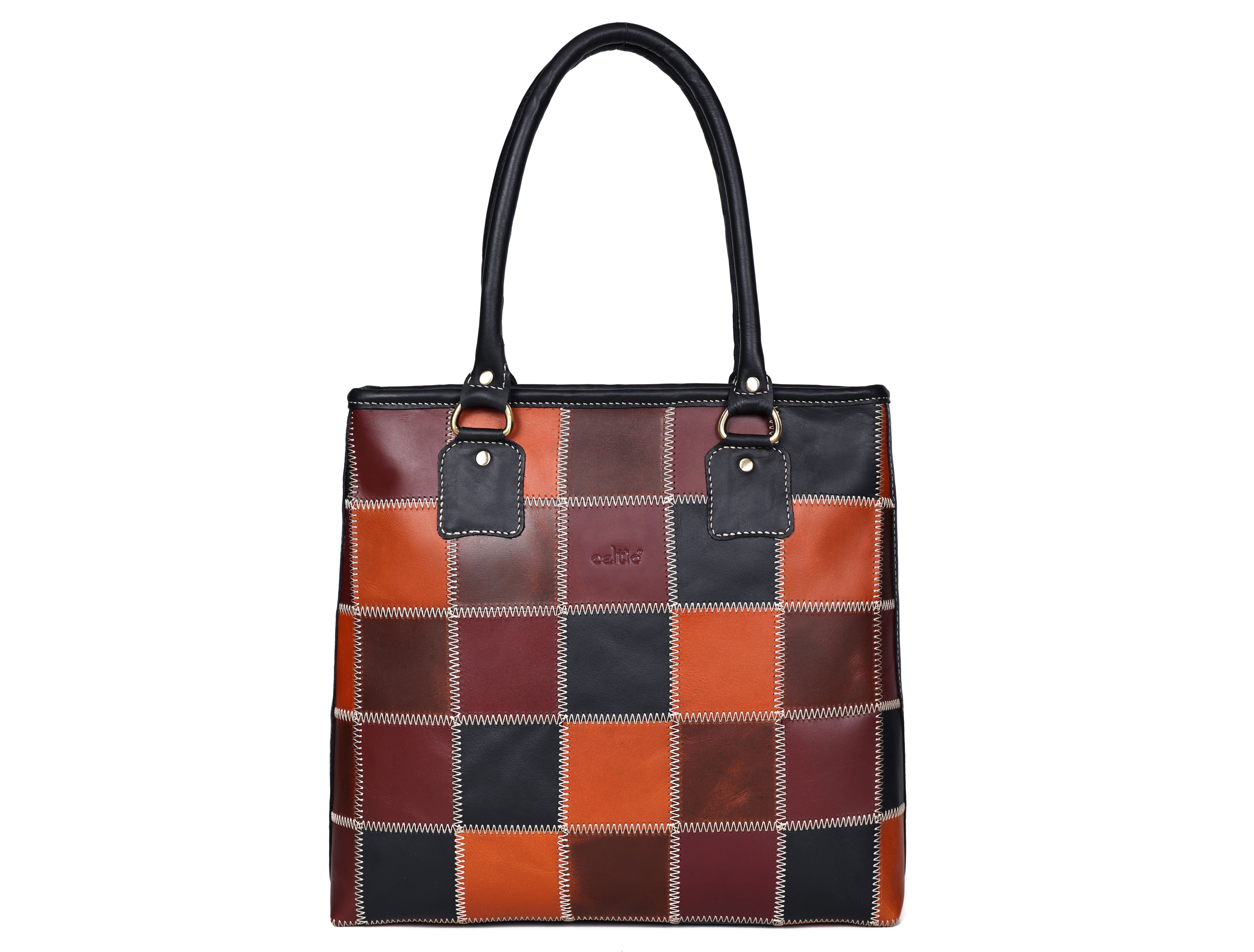 Premium Patchwork Leather Tote Bag for Women Multi-Tone Handcrafted Carryall