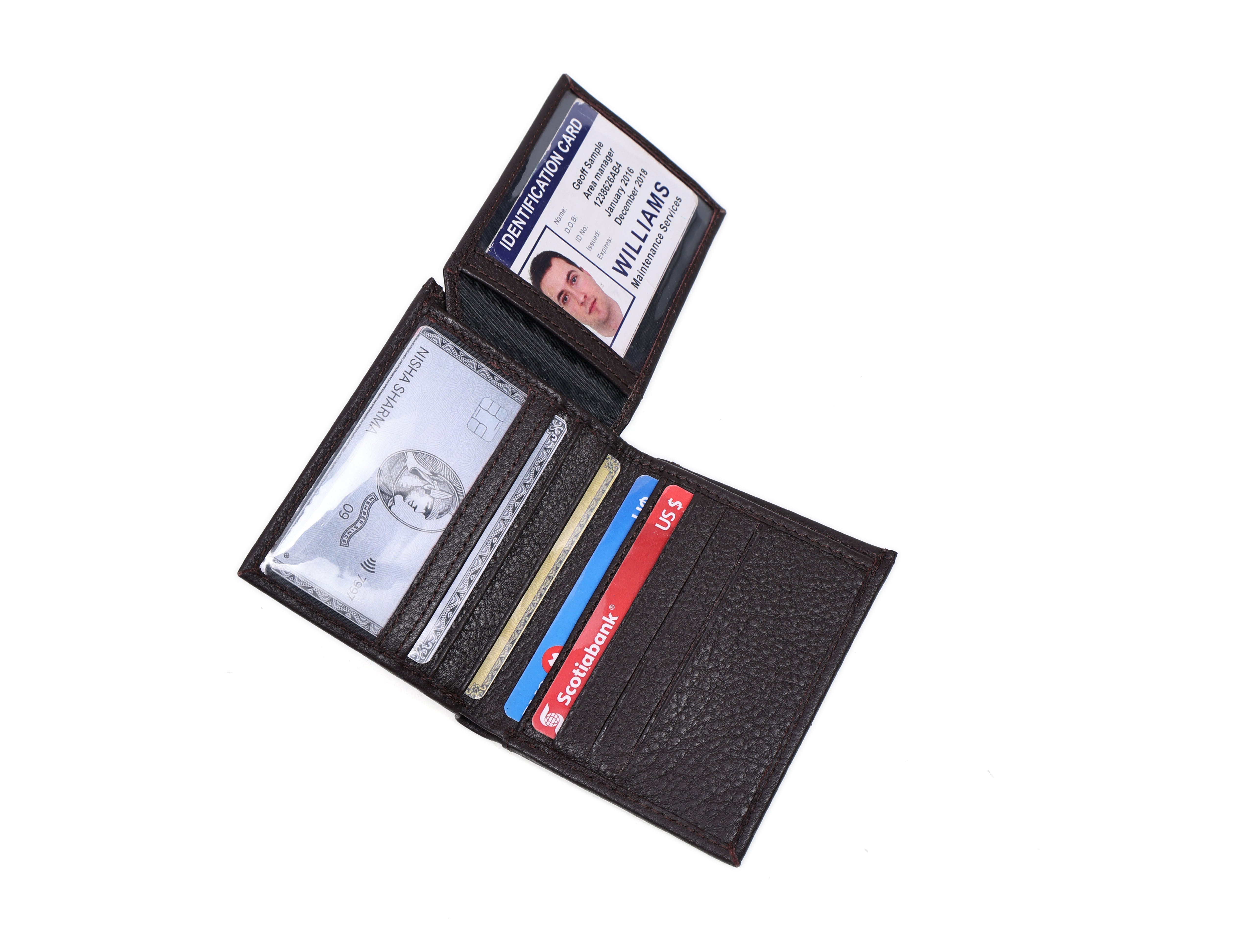 Premium Genuine Leather Wallet with ID Window & Multi Card Slots Slim & Stylish