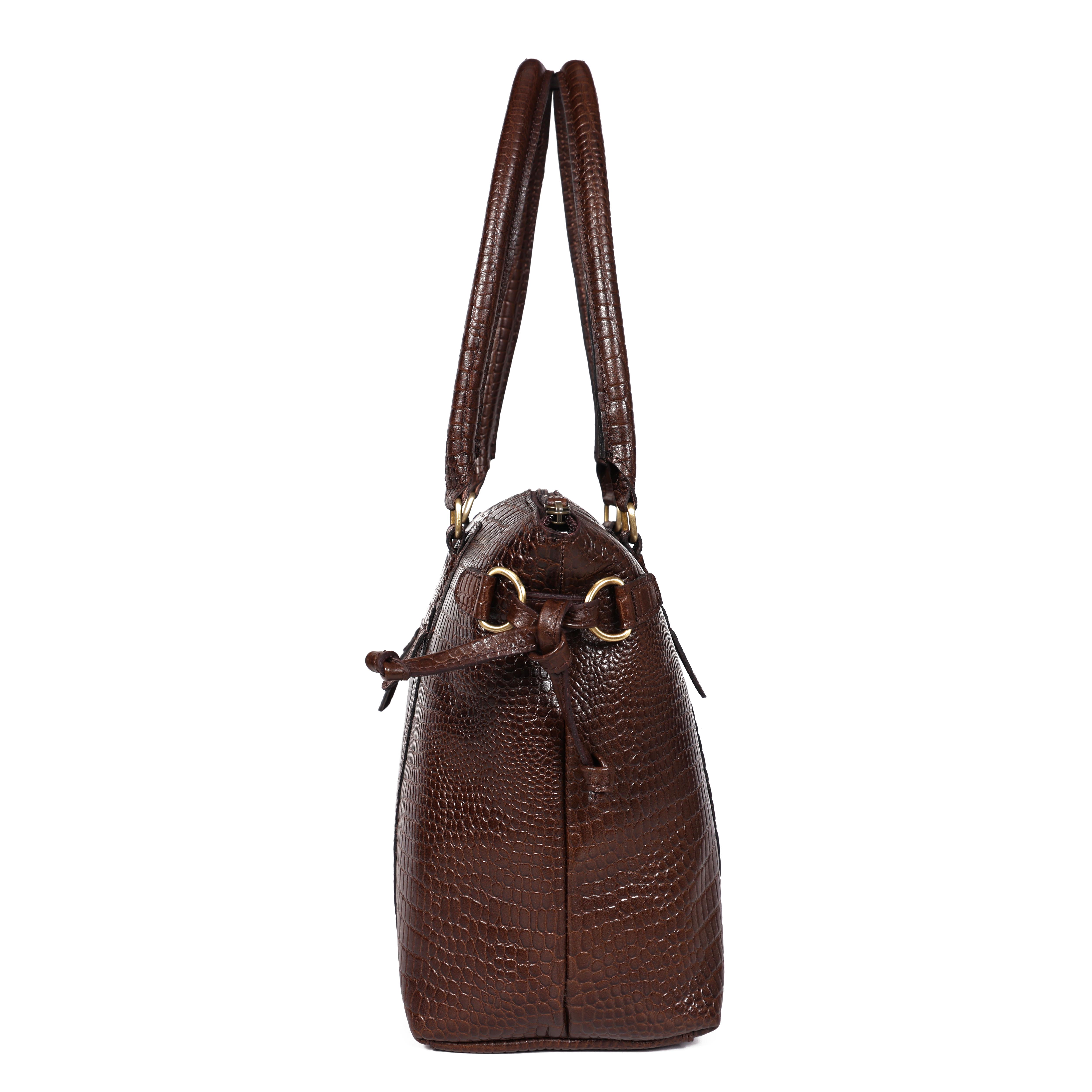 Premium Textured Leather Tote Bag with Zip Closure, Dual Handles & Organized Interior