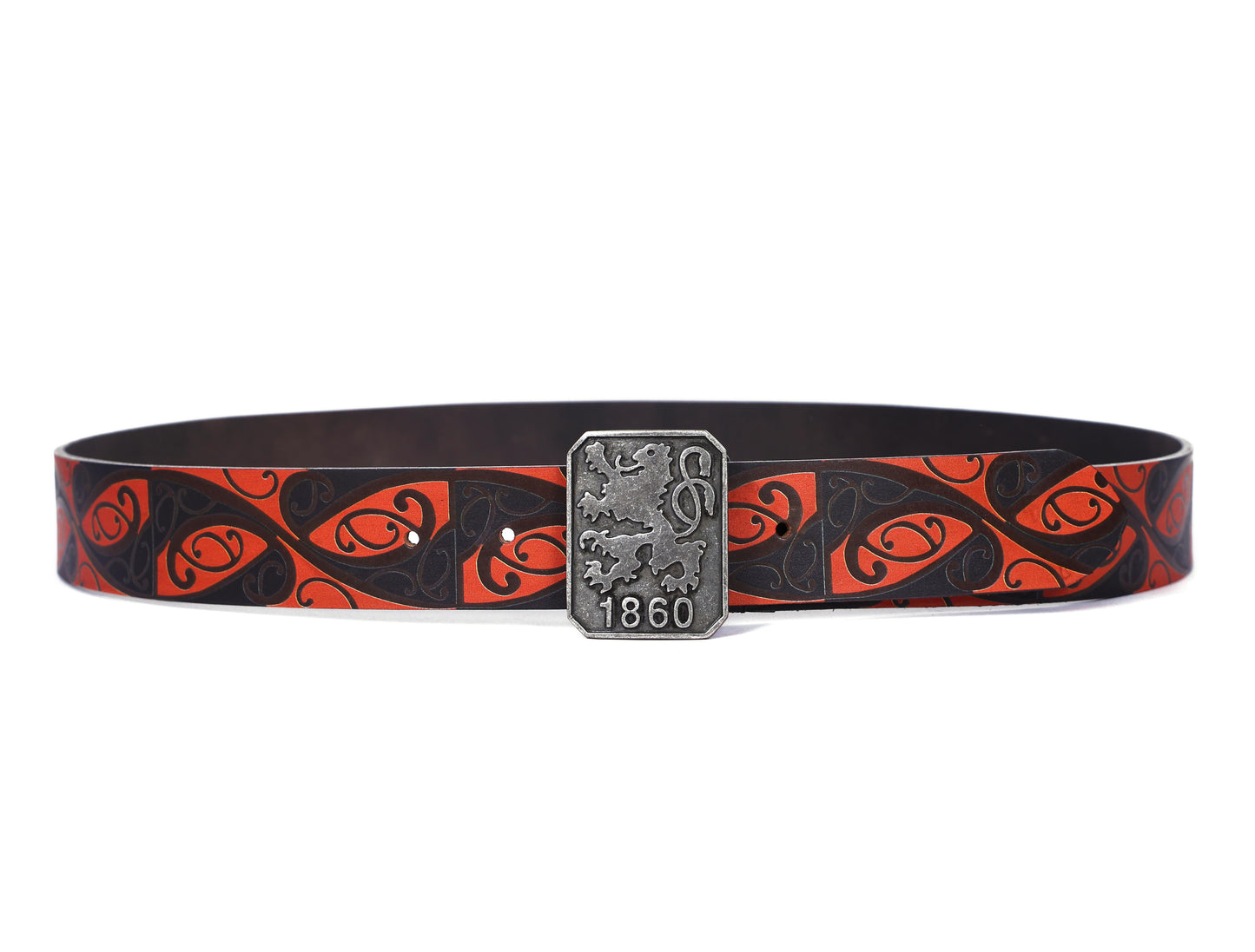"Bold & Bright: Leather Orange Printing Belts for Statement Style" Art: LB-820