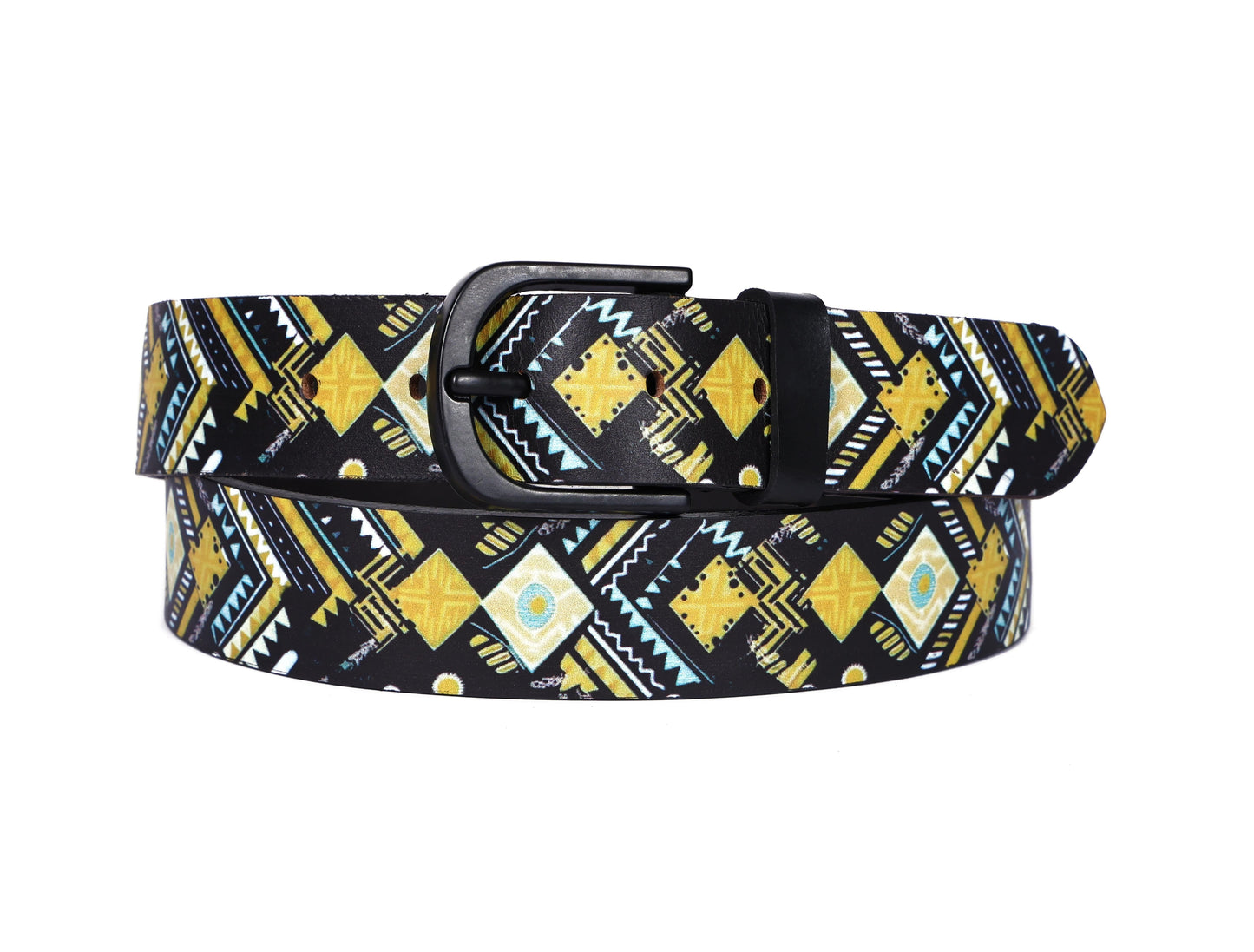 Vibrant Chic: Stand Out with Leather Yellow Printing Belts Art: LB-819