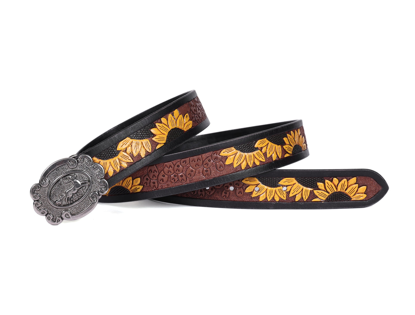 Vibrant Elegance: Hand-Carved Yellow Leather Belts Art: LB-816