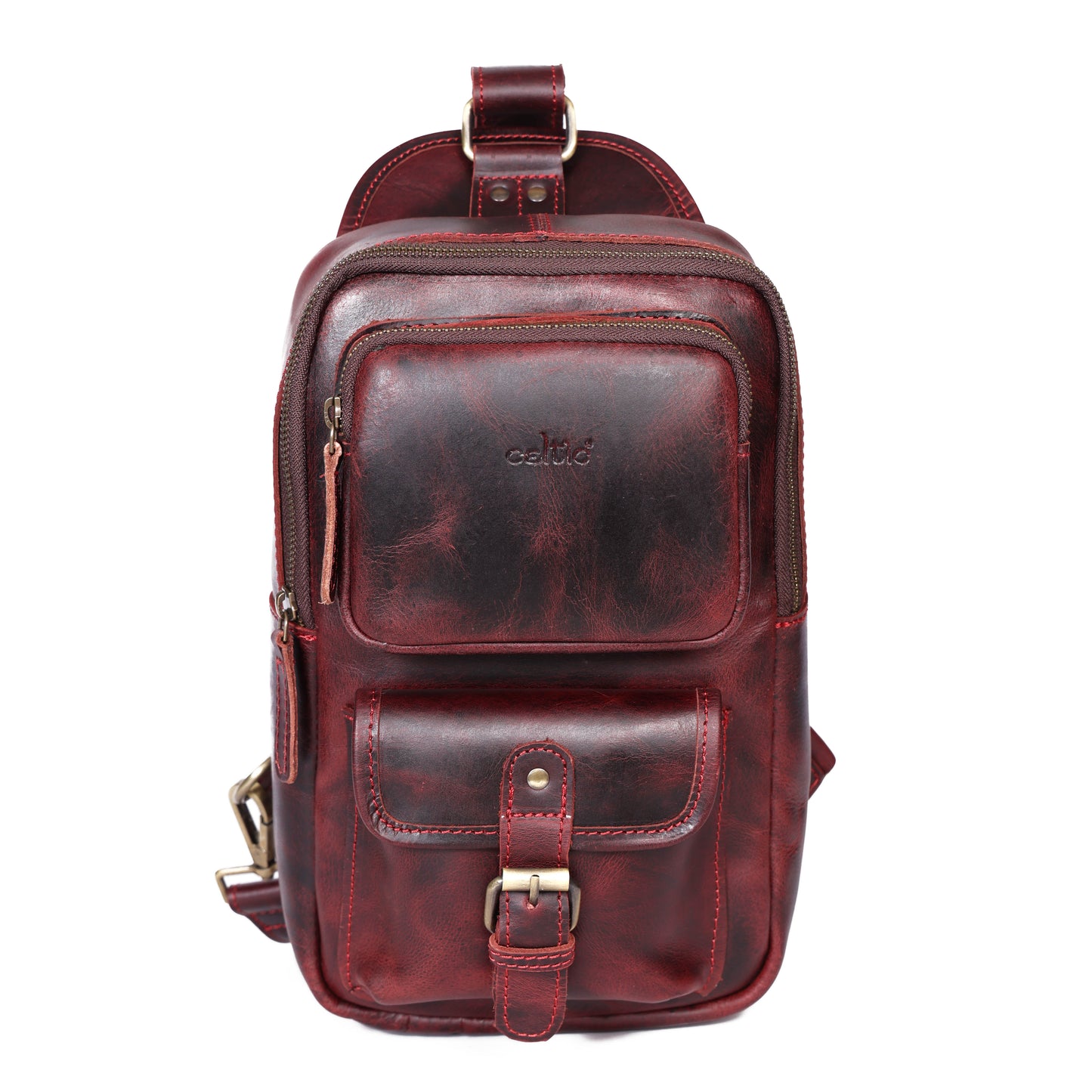Brown Small Crossbody Leather Bag Art: BG-1617