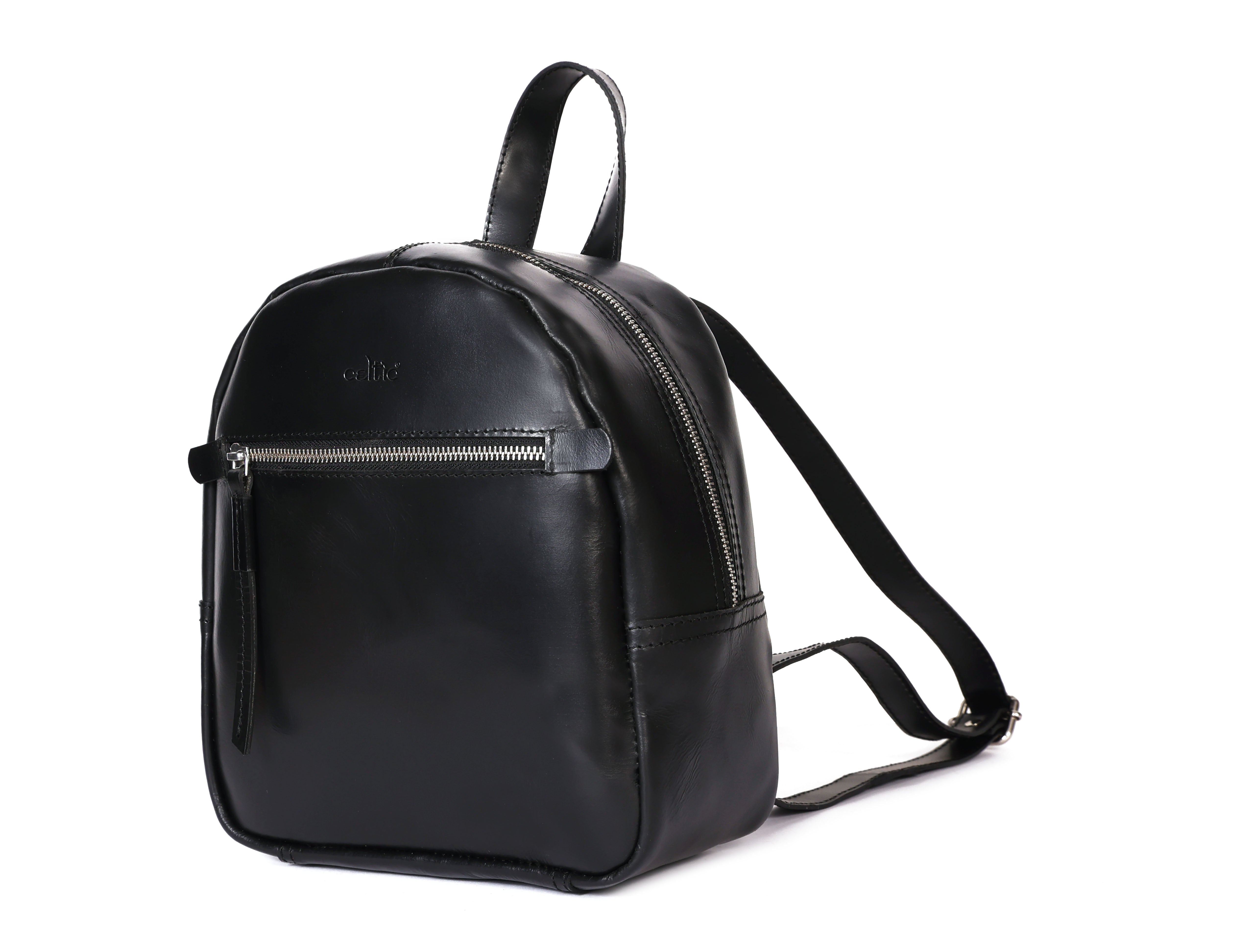 Premium Genuine Leather Backpack for Women | Minimal Structured Design with Front Zip Pocket