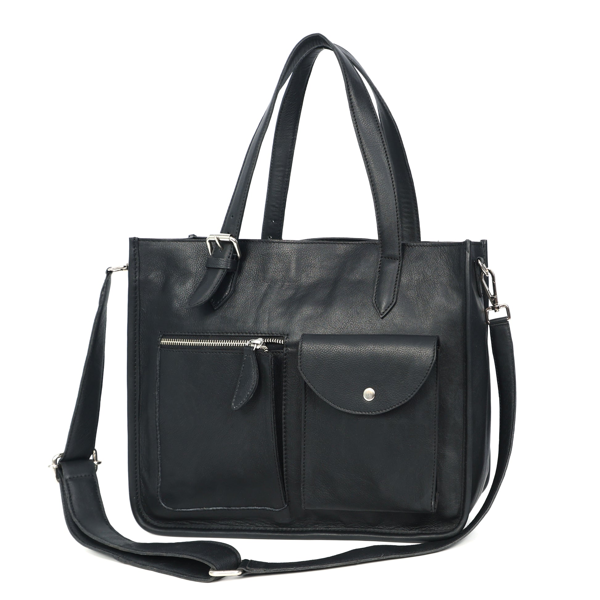 Black Soft Leather Handheld Bag  Lightweight & Elegant Daily Purse for Women. BG-1626