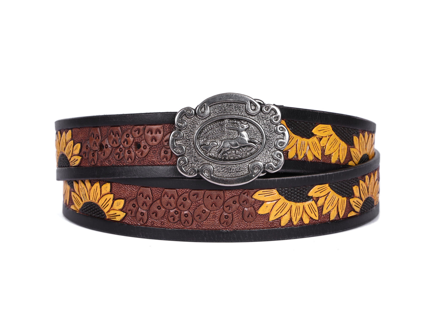 Vibrant Elegance: Hand-Carved Yellow Leather Belts Art: LB-816