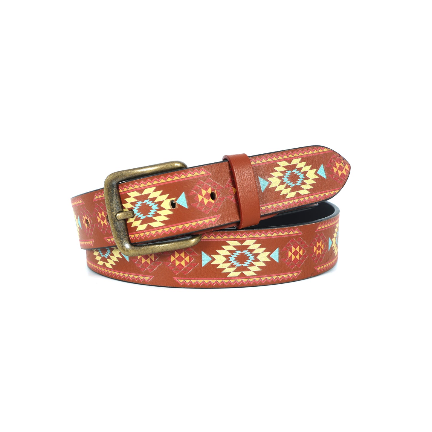 Brown Printed Belt with Ironic Statement Buckle Trendy & Bold Streetwear Accessory.LB-890