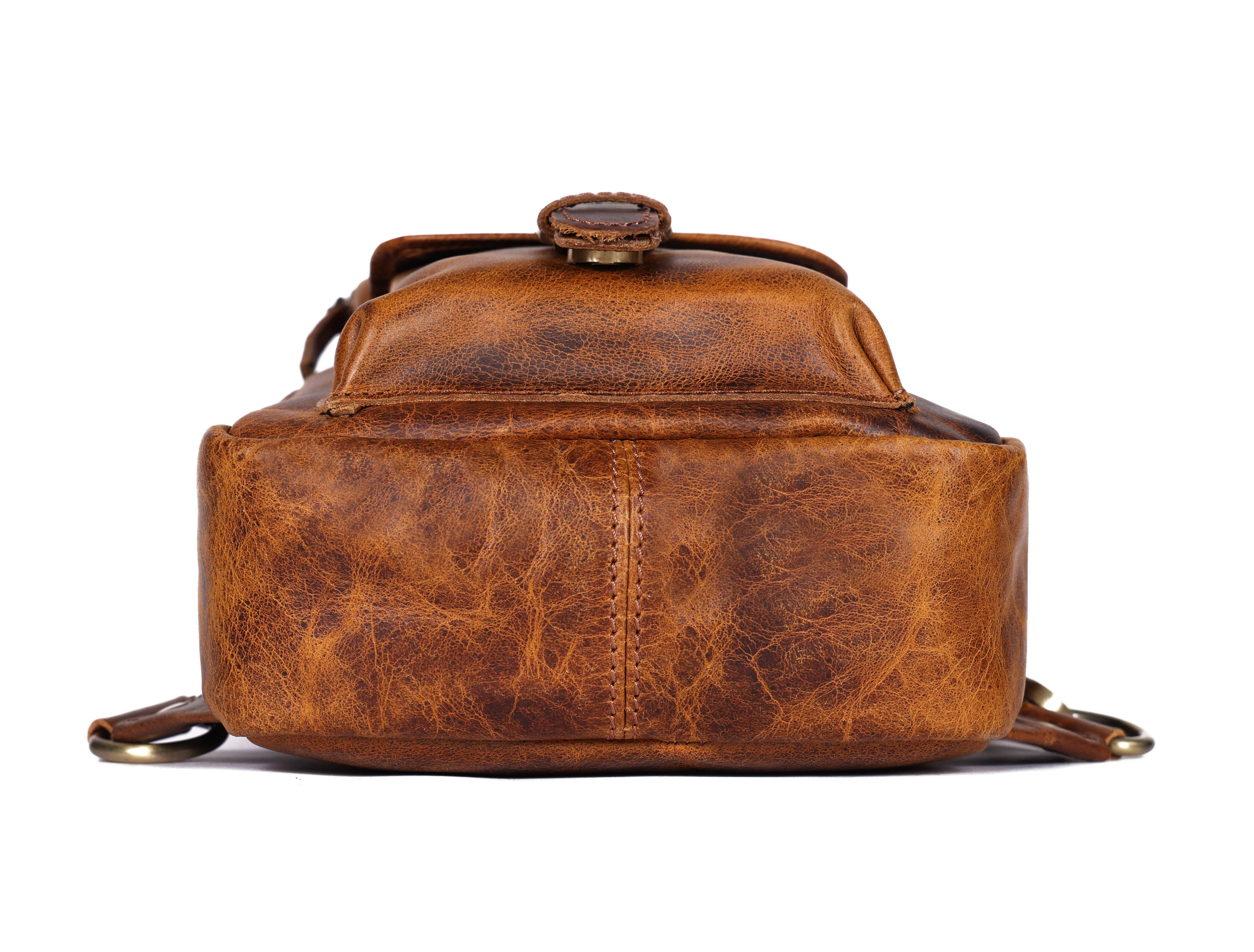 Brown Small Crossbody Leather Bag Art: BG-1617